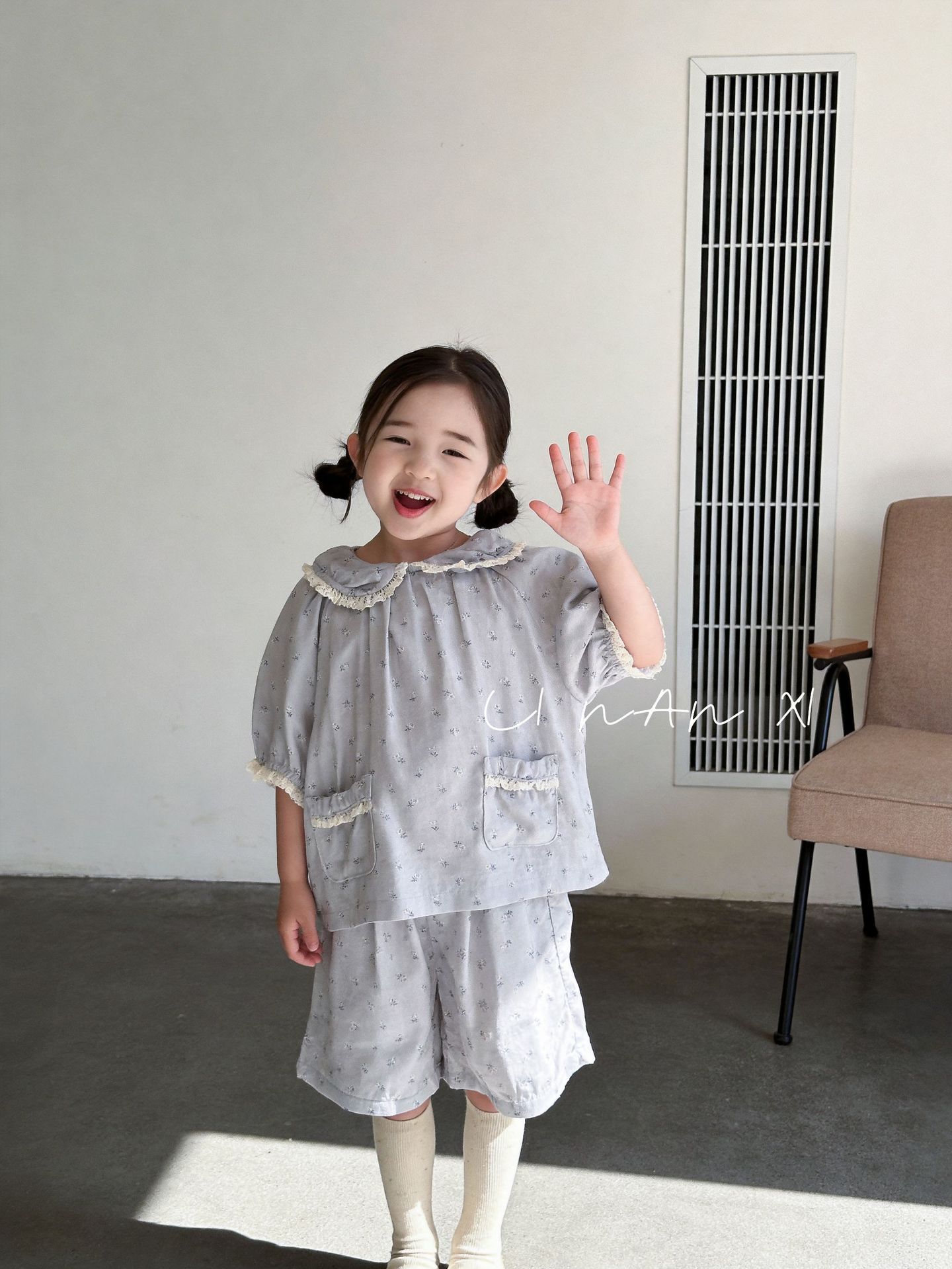 Homewear Linanxi cổ sen mix ren túi bèo