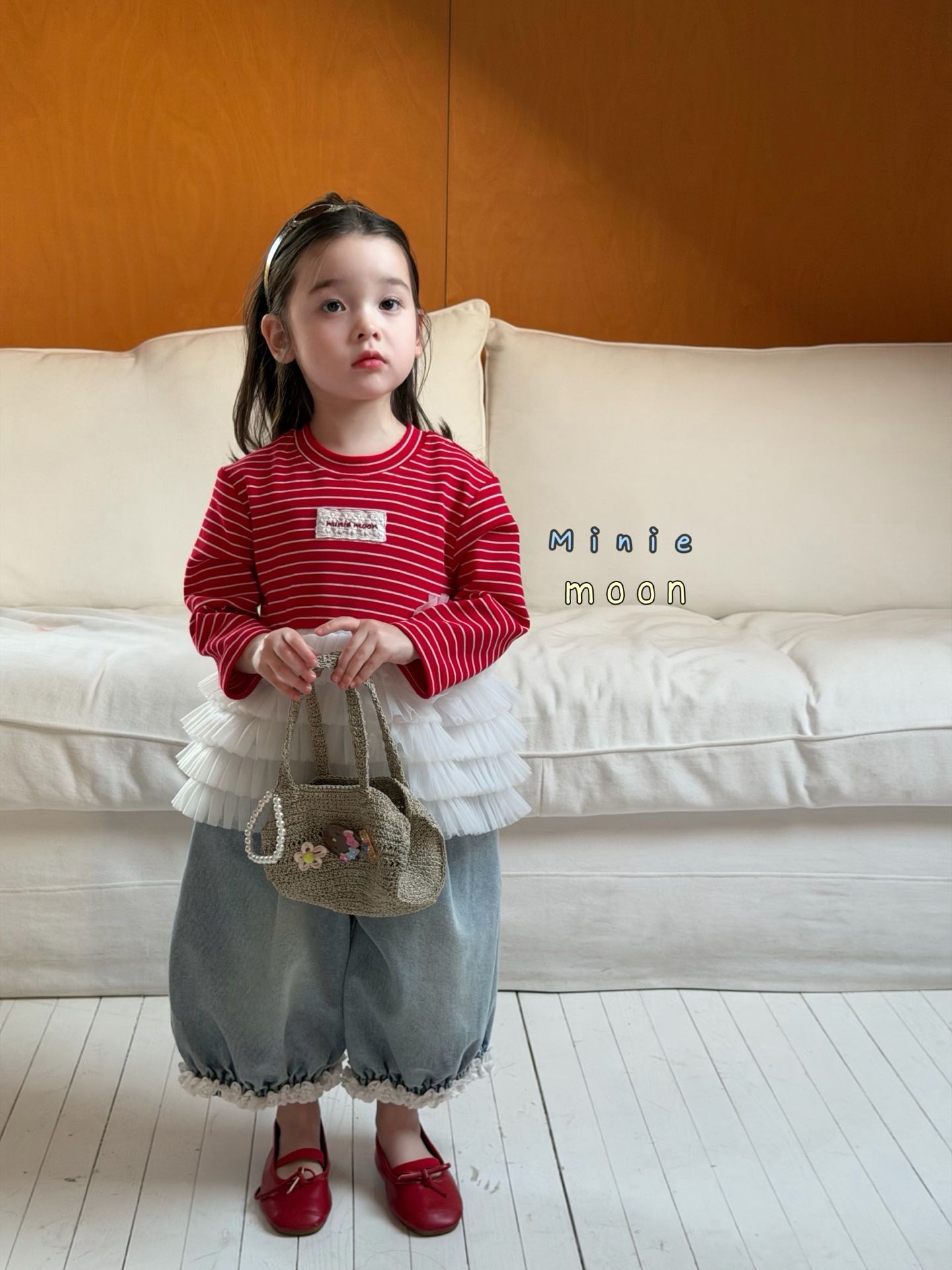 Áo kẻ đỏ tutu ngọt ngào Minie Moon iu dấu