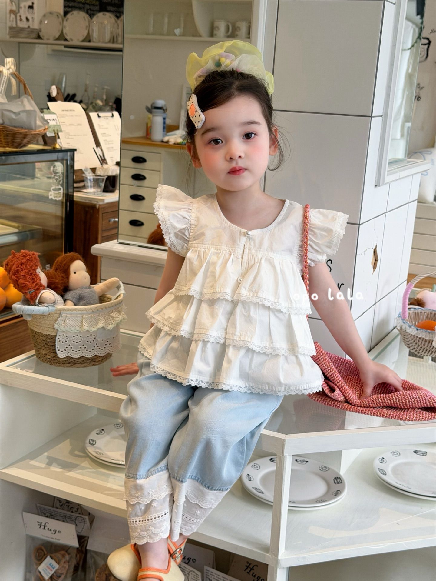 Opo Lala - Quần denim gấu ren