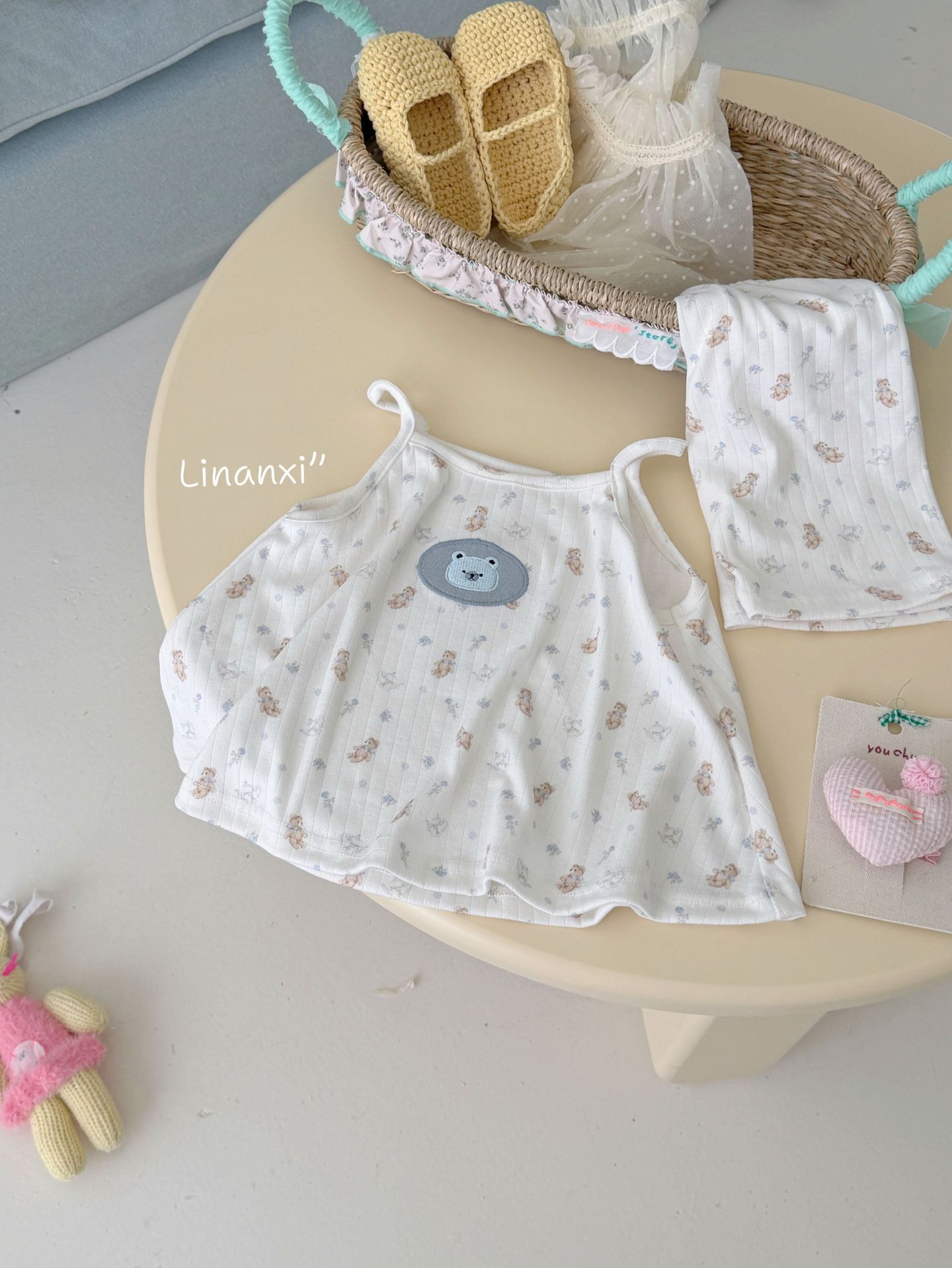 Homewear Linanxi hai dây cute bear face