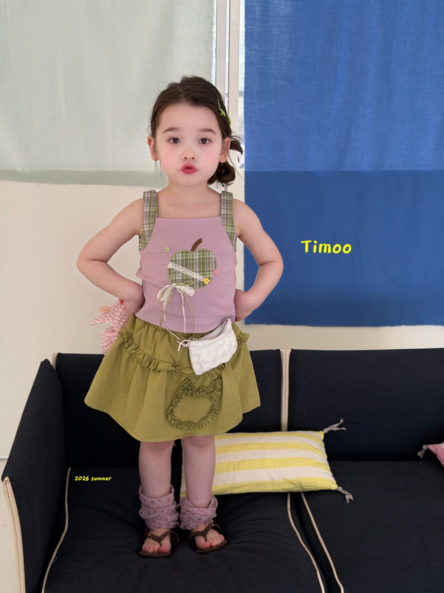 Timoo olive apple - Áo hai dây tím đính nơ