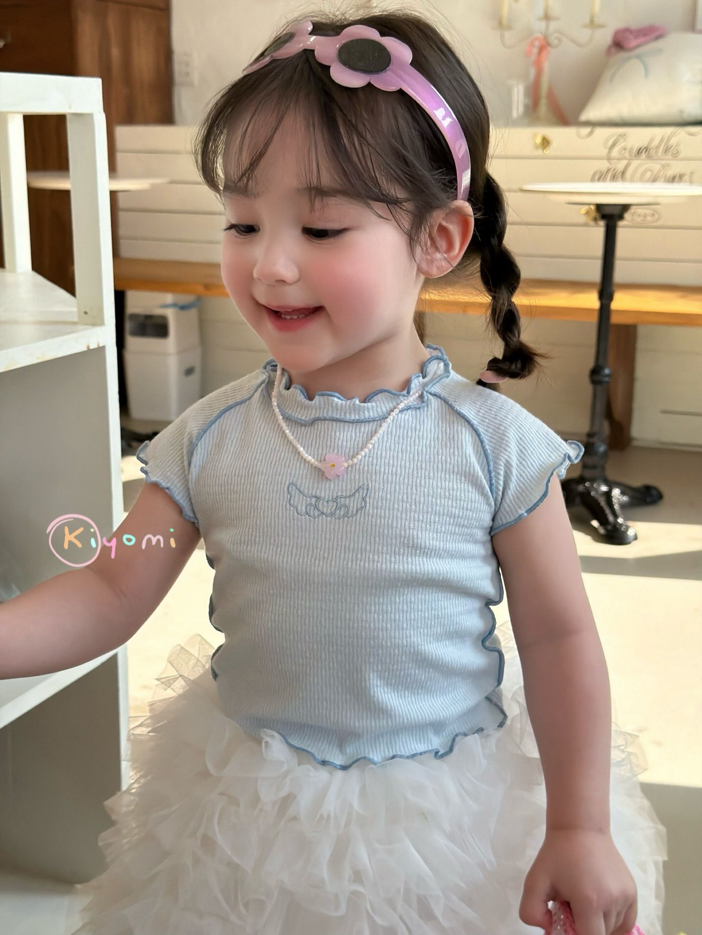 Áo viền bèo Váy tutu Kiyomi - Áo xanh
