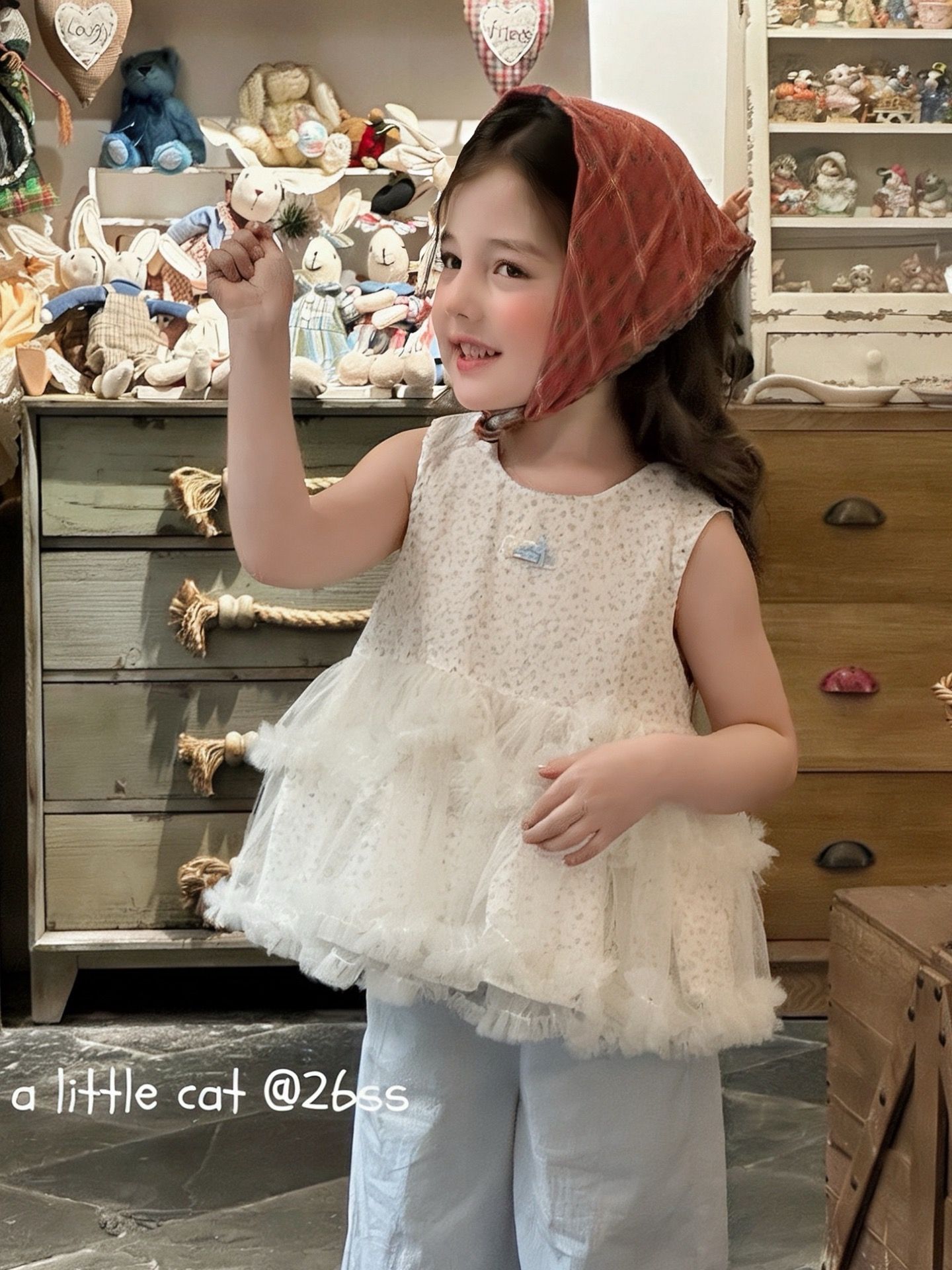 A Little Cat - Áo không tay hoa nhí gấu tutu