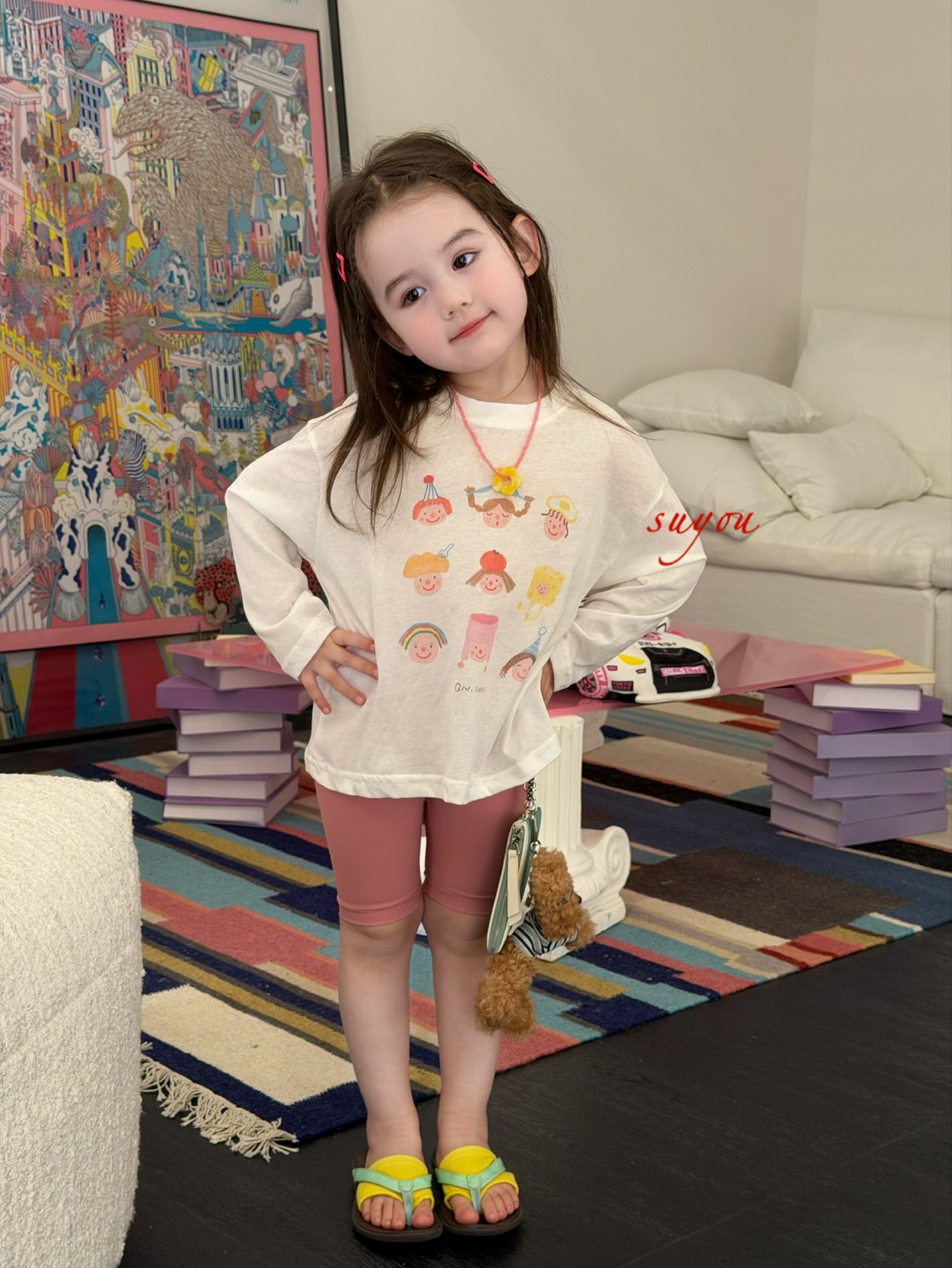 Suyou - Set baby girl quần hồng