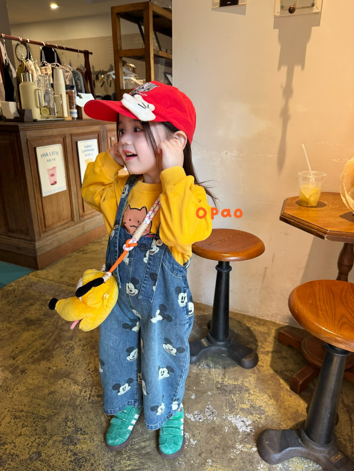 Opao - Quần yếm jeans Mickey
