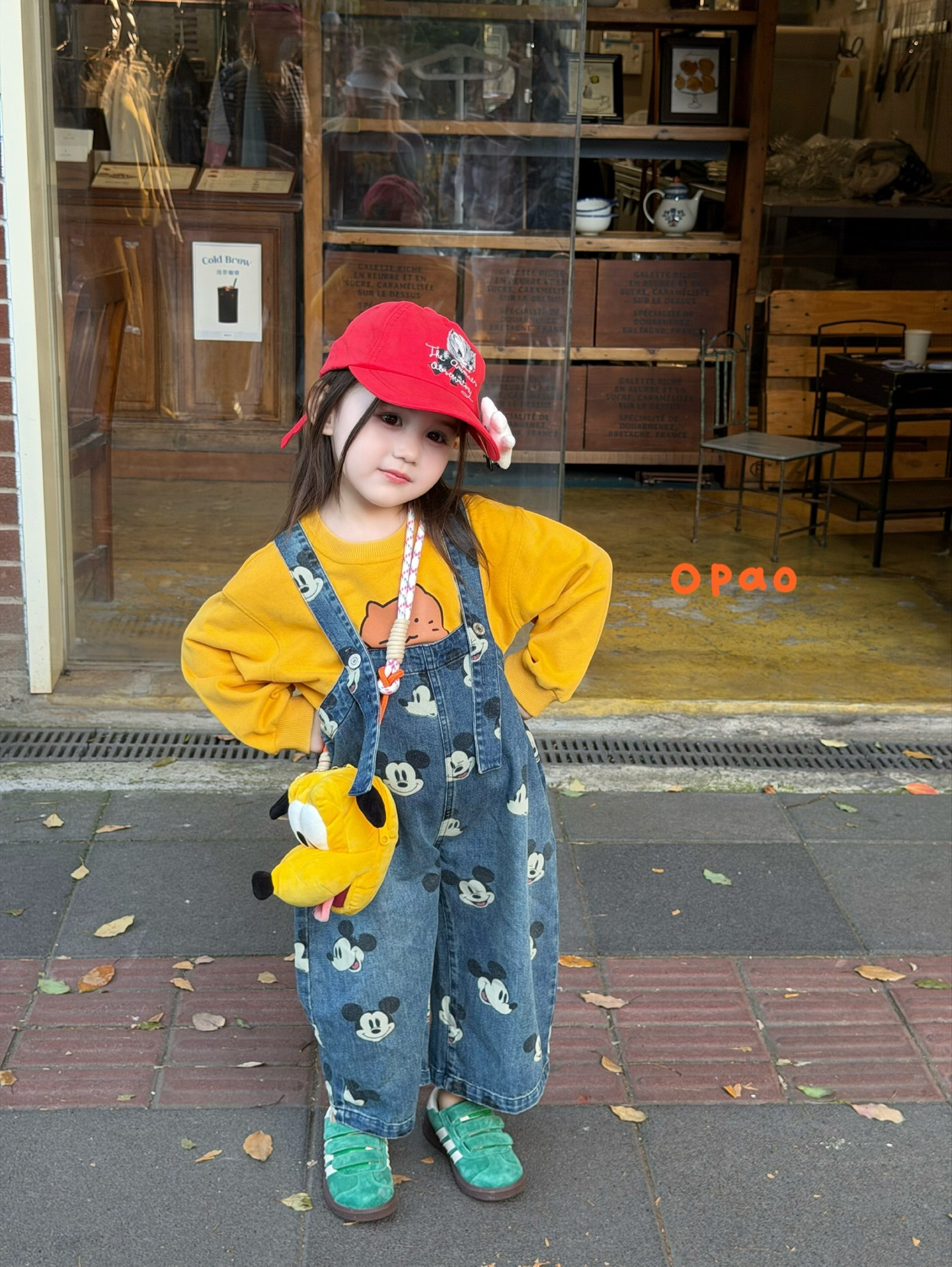 Opao - Quần yếm jeans Mickey