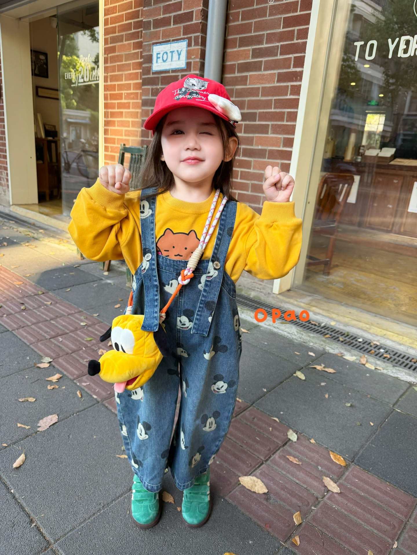 Opao - Quần yếm jeans Mickey 6Q6133