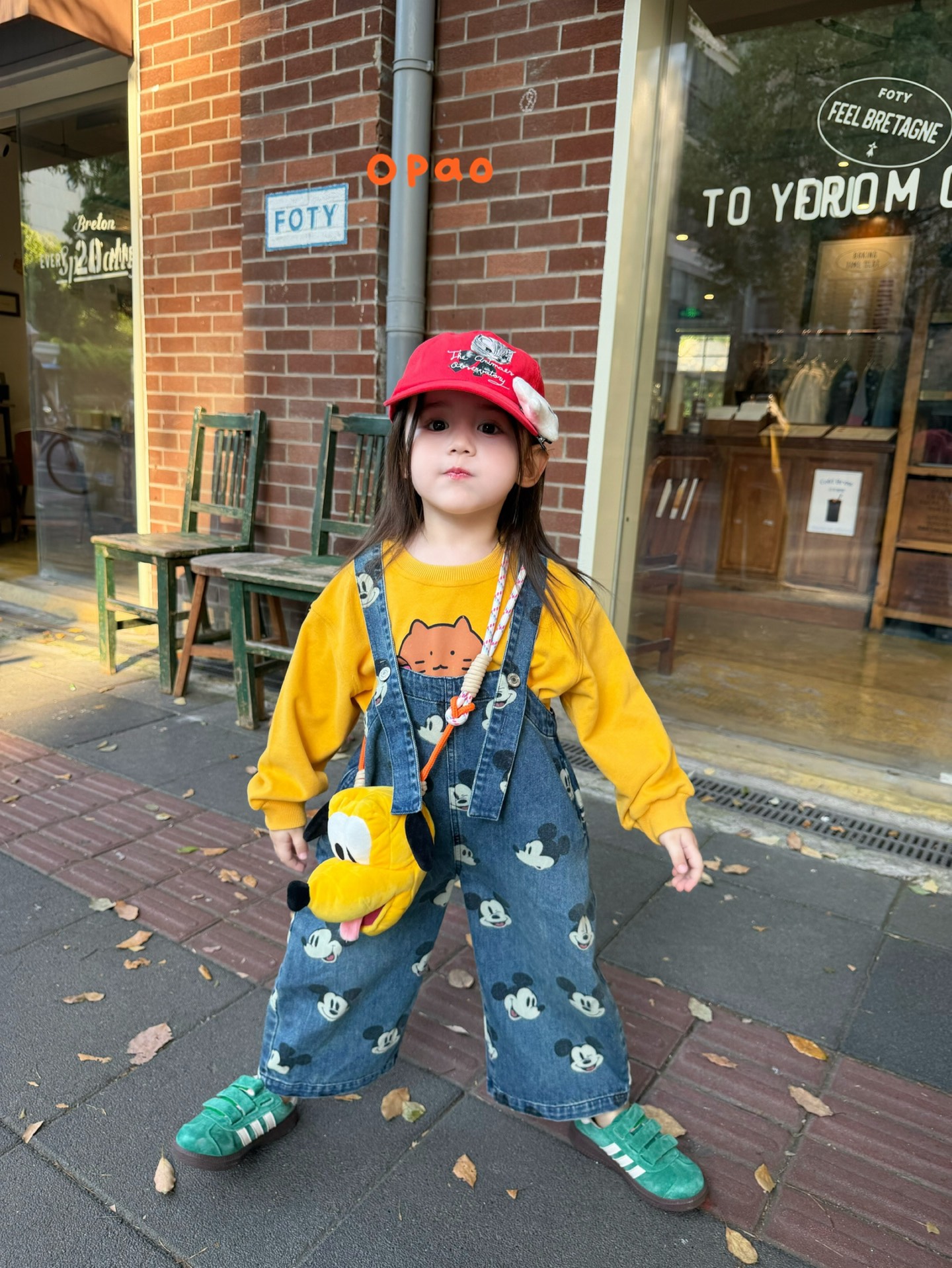 Opao - Quần yếm jeans Mickey
