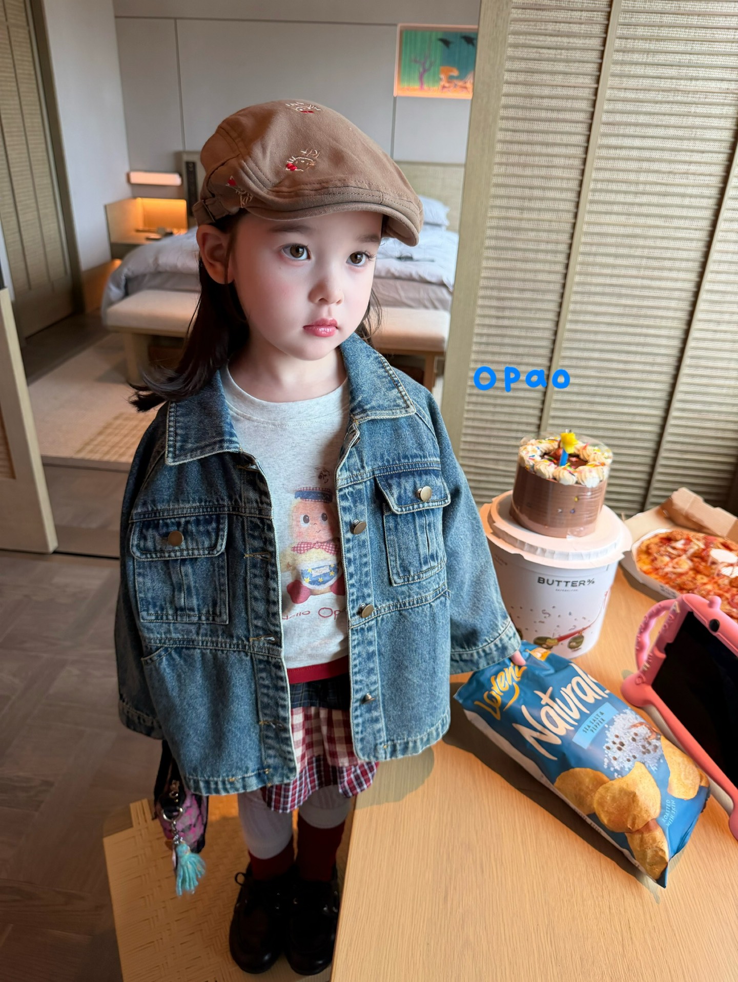 Opao - Áo khoác jeans cổ vuông