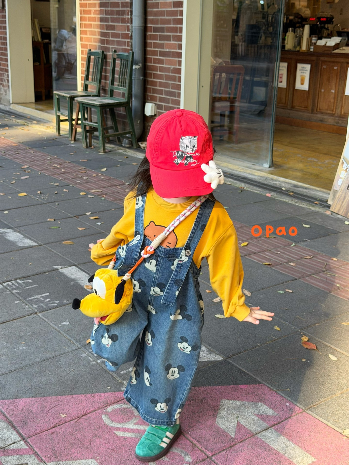 Opao - Quần yếm jeans Mickey