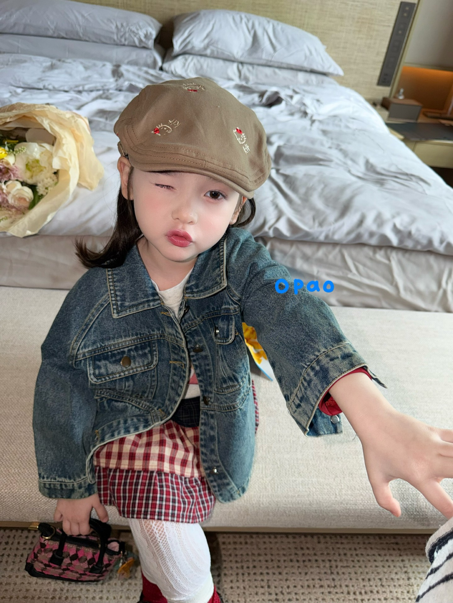 Opao - Áo khoác jeans cổ vuông