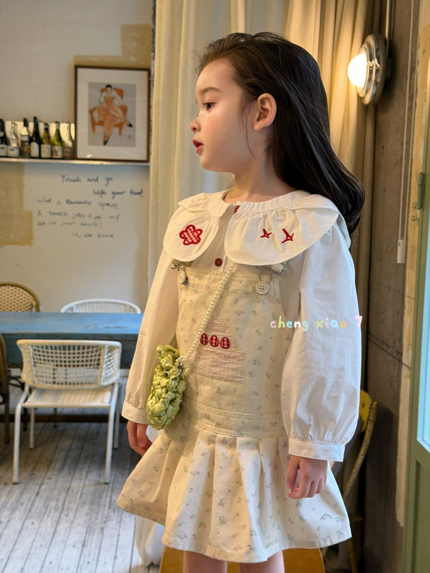 Cheng xiao - Set sơ mi + yếm birthday cake