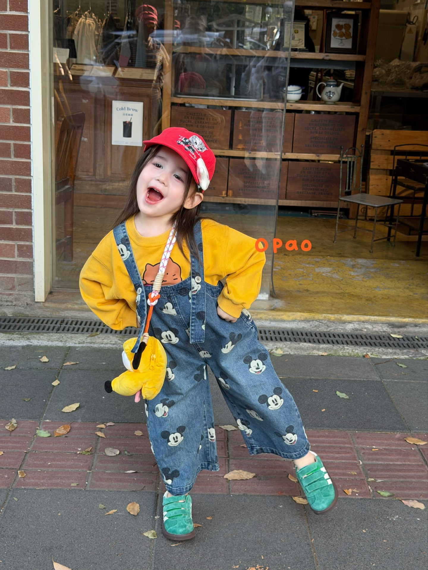 Opao - Quần yếm jeans Mickey