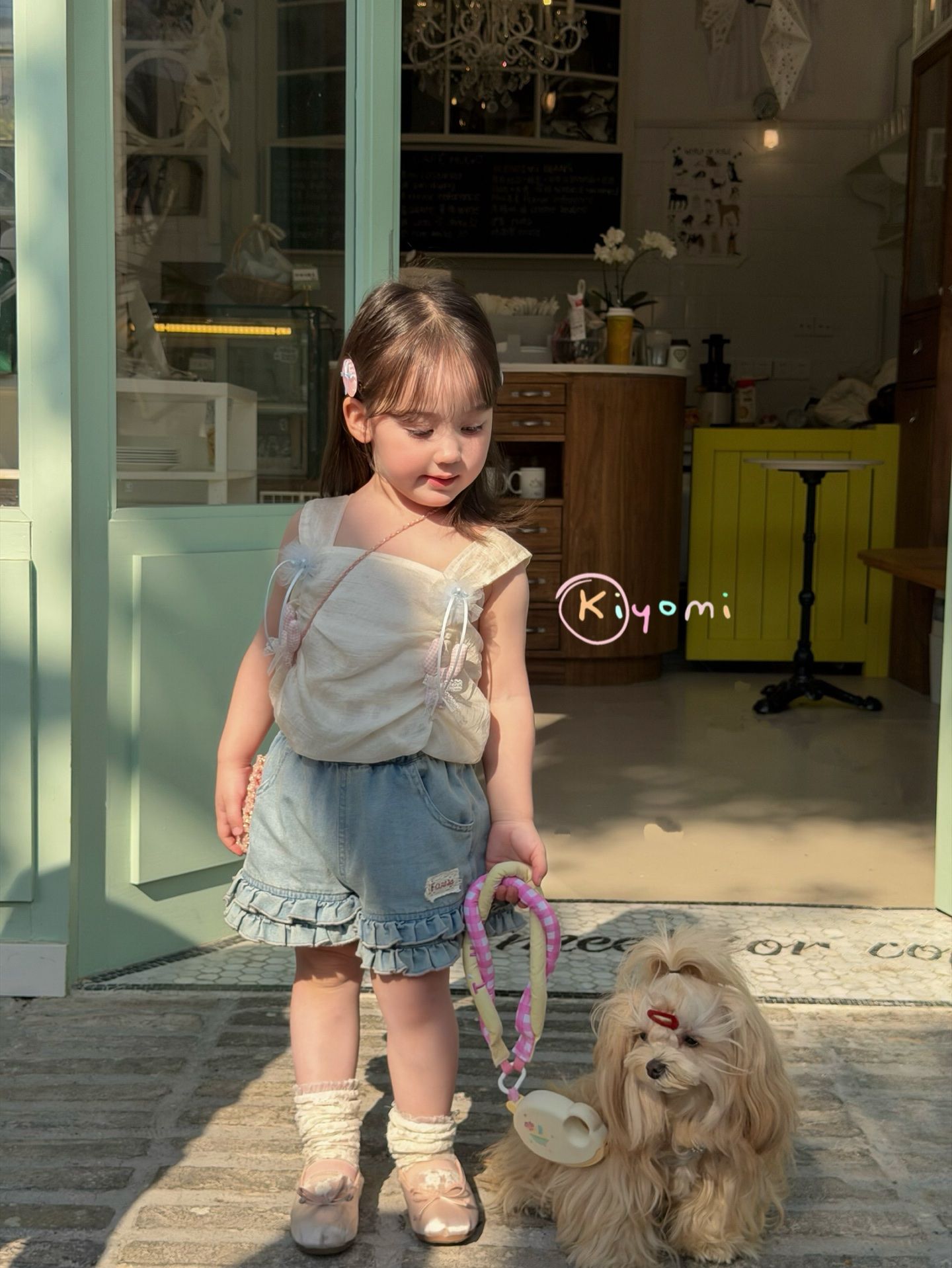 Quần short denim Kiyomi gấu bèo míng ren