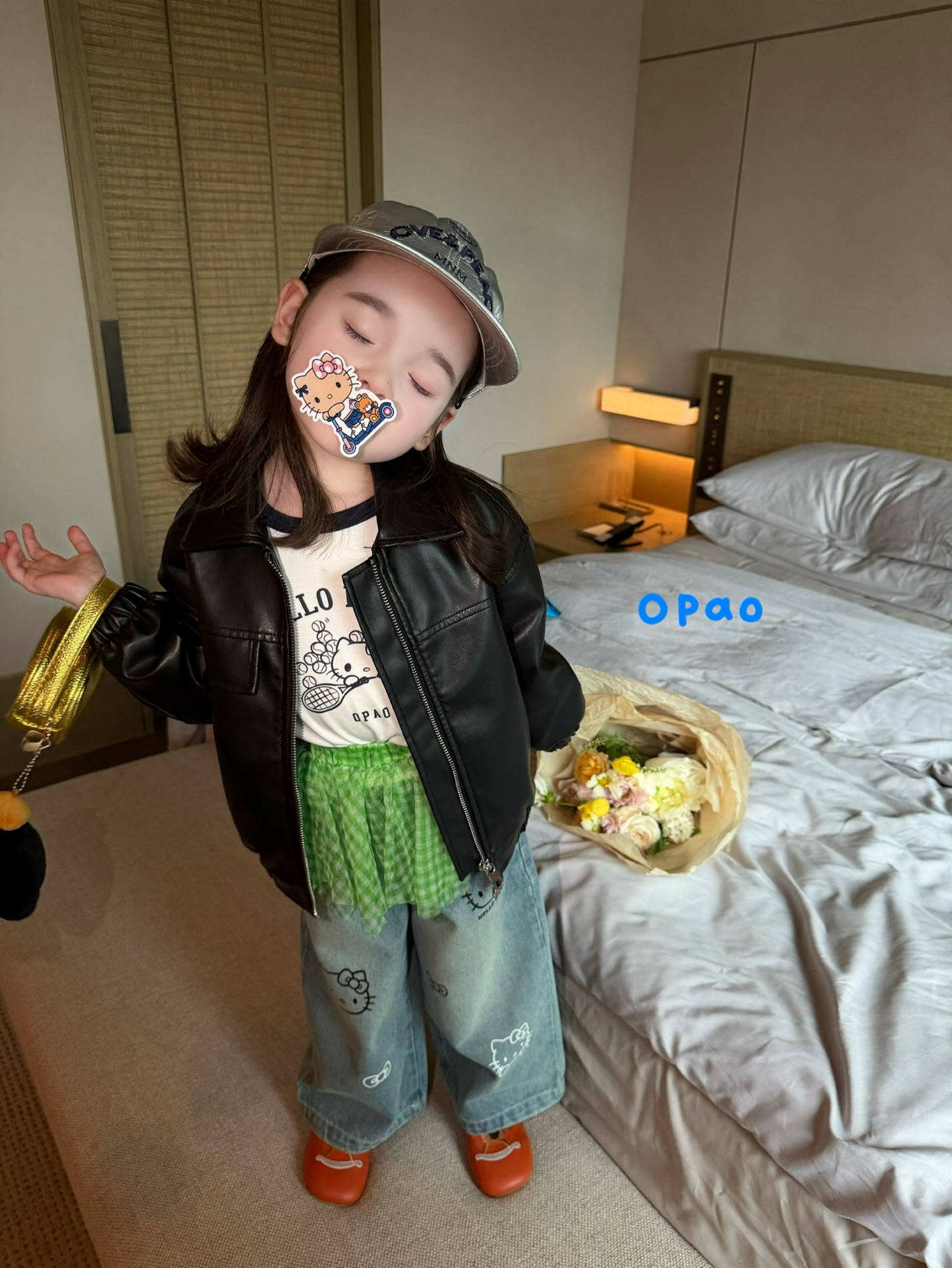 Opao - Áo khoác da cổ vuông 6Q6183