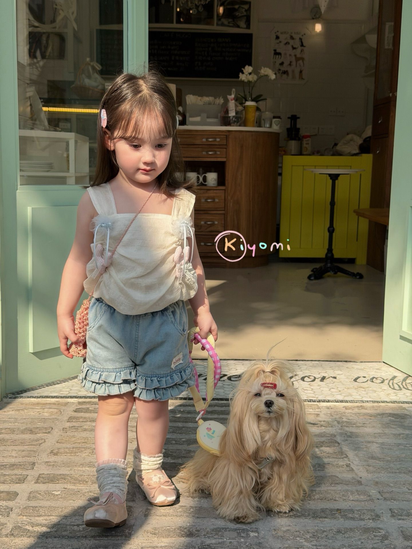 Quần short denim Kiyomi gấu bèo míng ren