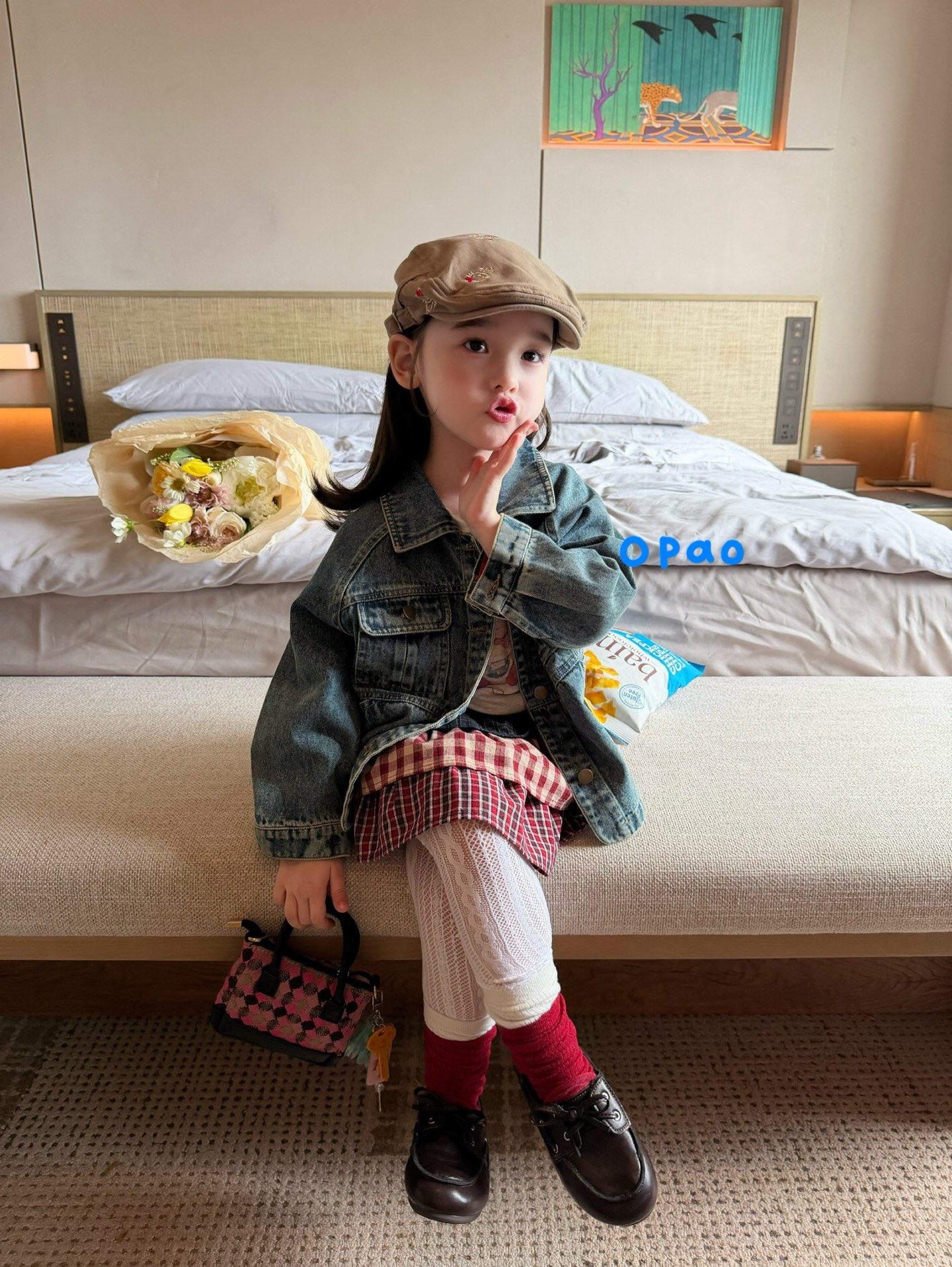 Opao - Áo khoác jeans cổ vuông