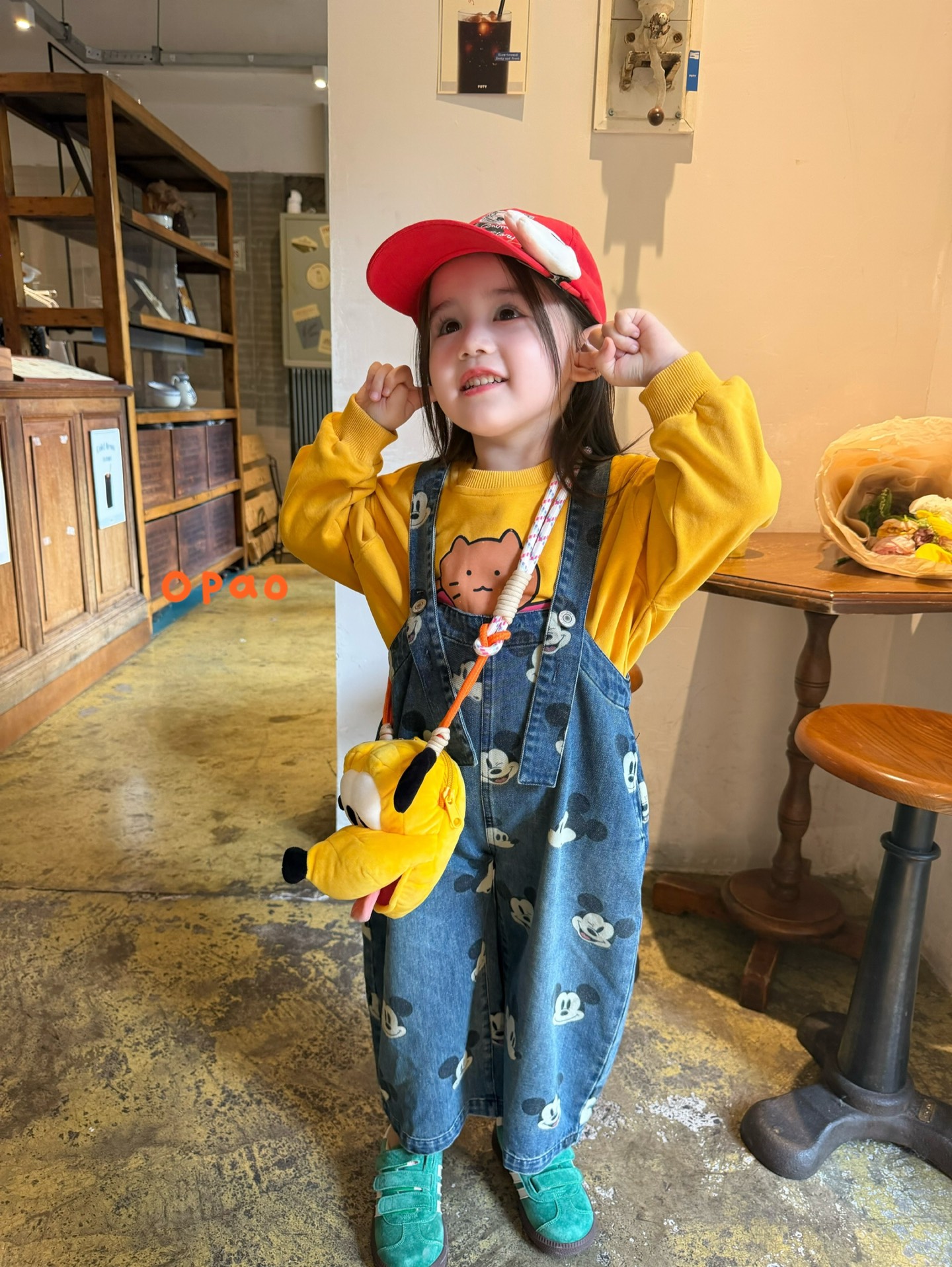 Opao - Quần yếm jeans Mickey