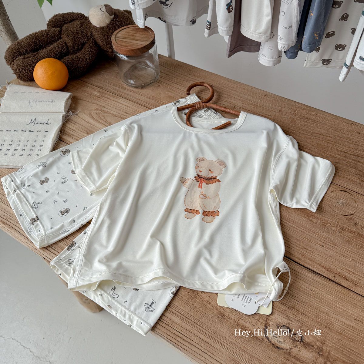 Homewear Sweet baby Gấu suit nơ