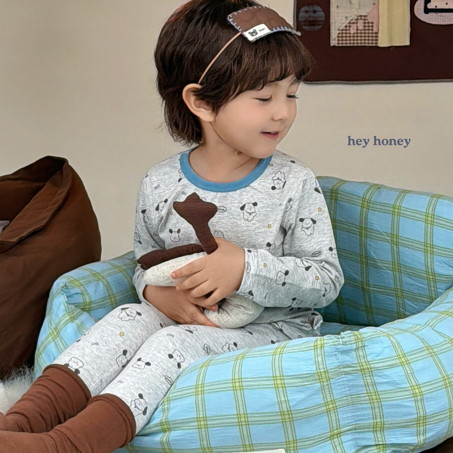 Homewear Hey Honey bé trai puppy Xám