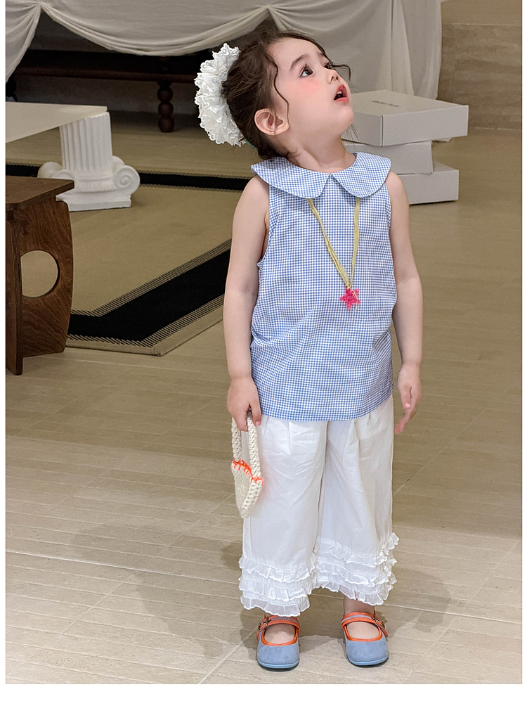 cổ sen - Quần trắng gấu 3 tầng bèo