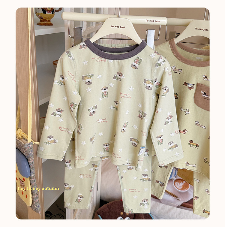 Homewear Hey Honey bé trai puppy xanh