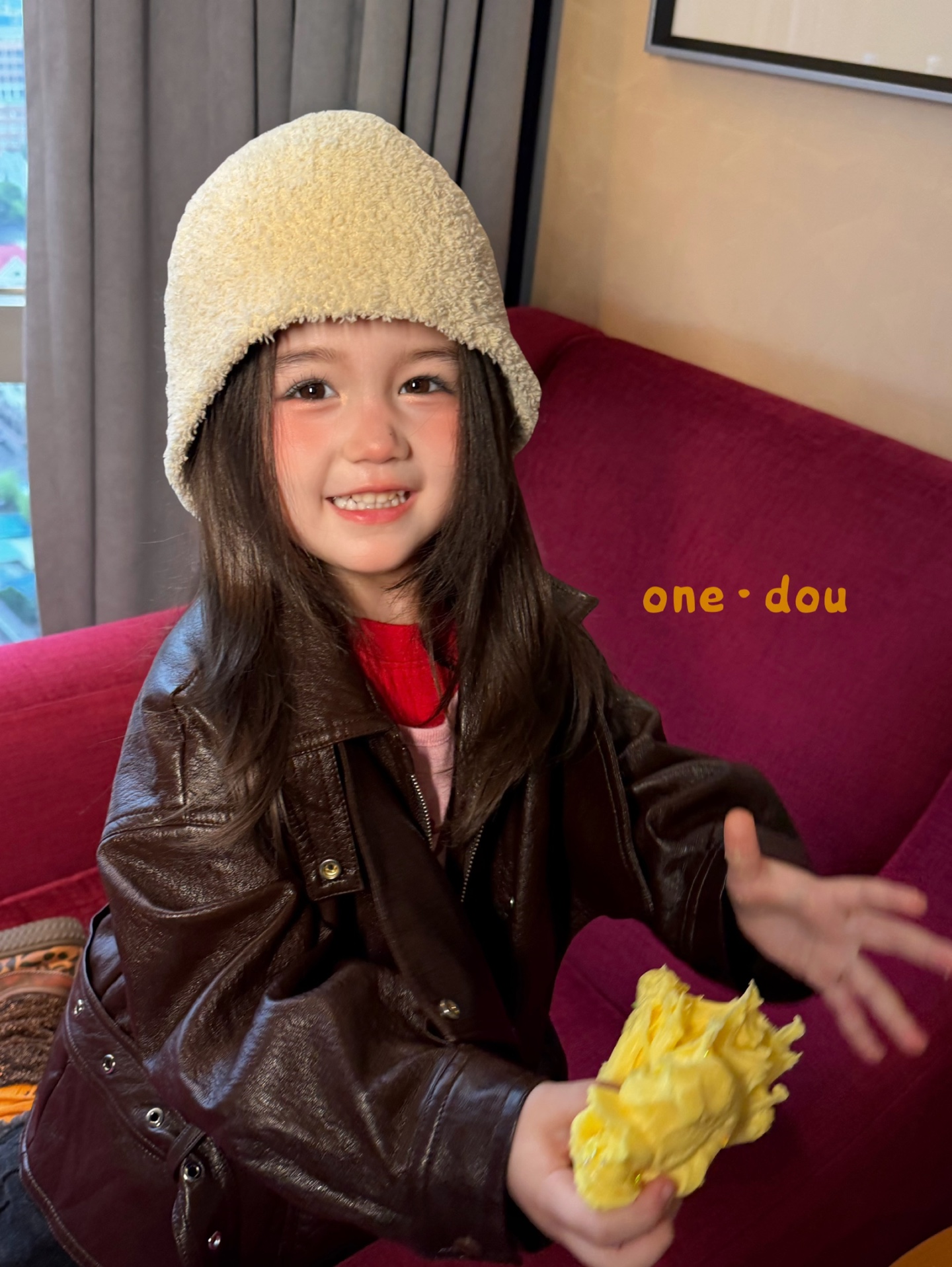 MSX One Dou - Áo khoác da nâu