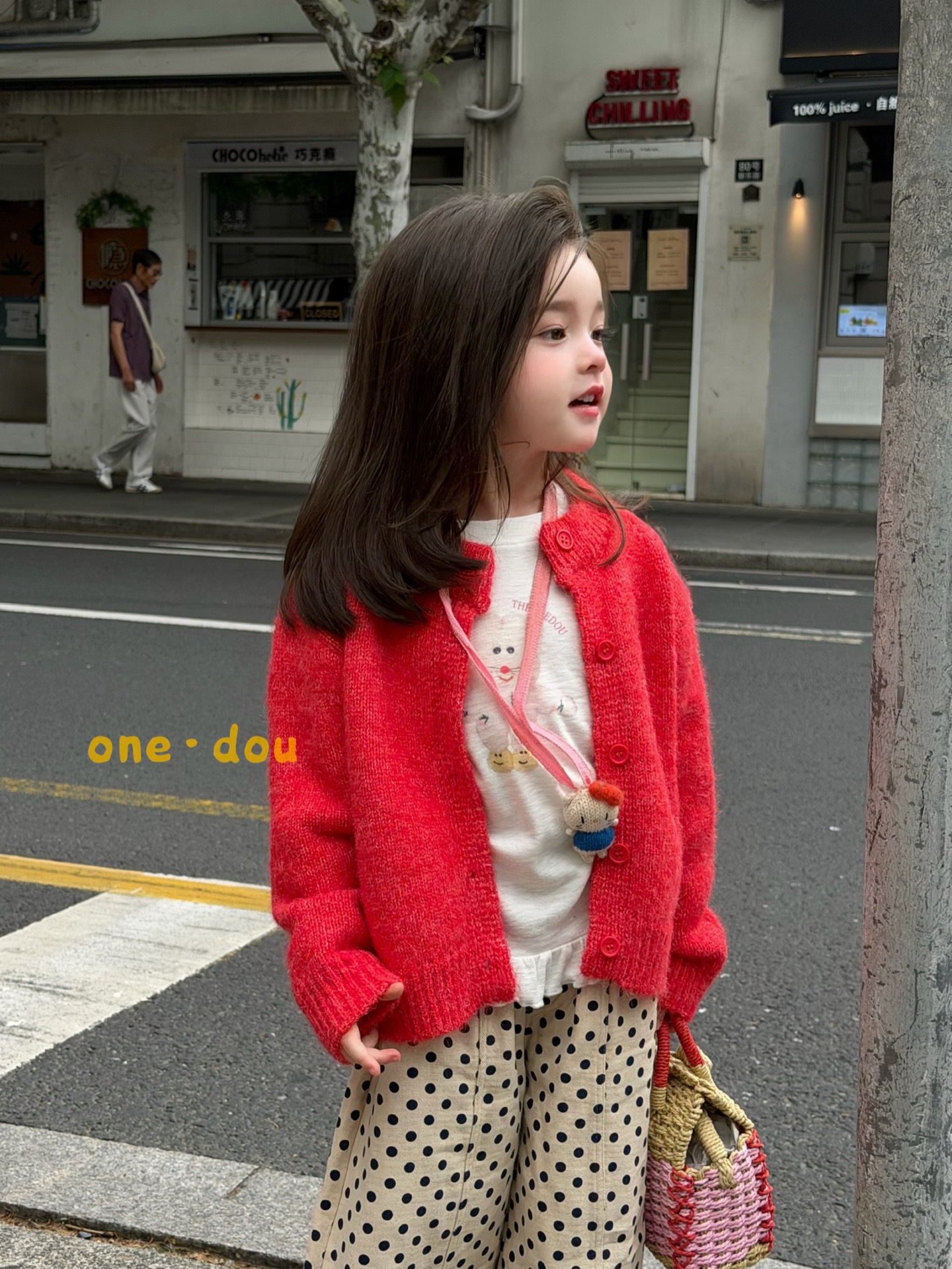 One Dou - Cardigan đỏ