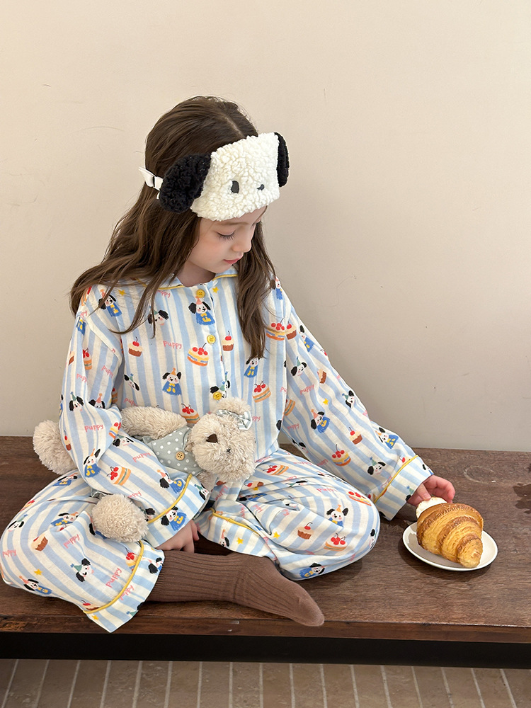 Bộ Homewear pyjama cún sọc xanh AMBB 8208