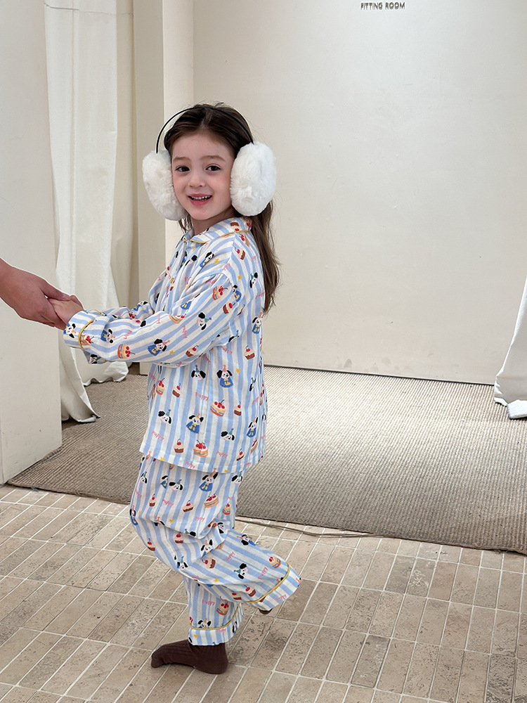 Bộ Homewear pyjama cún sọc xanh AMBB
