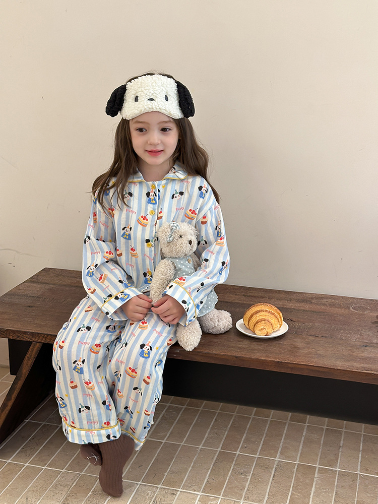Bộ Homewear pyjama cún sọc xanh AMBB