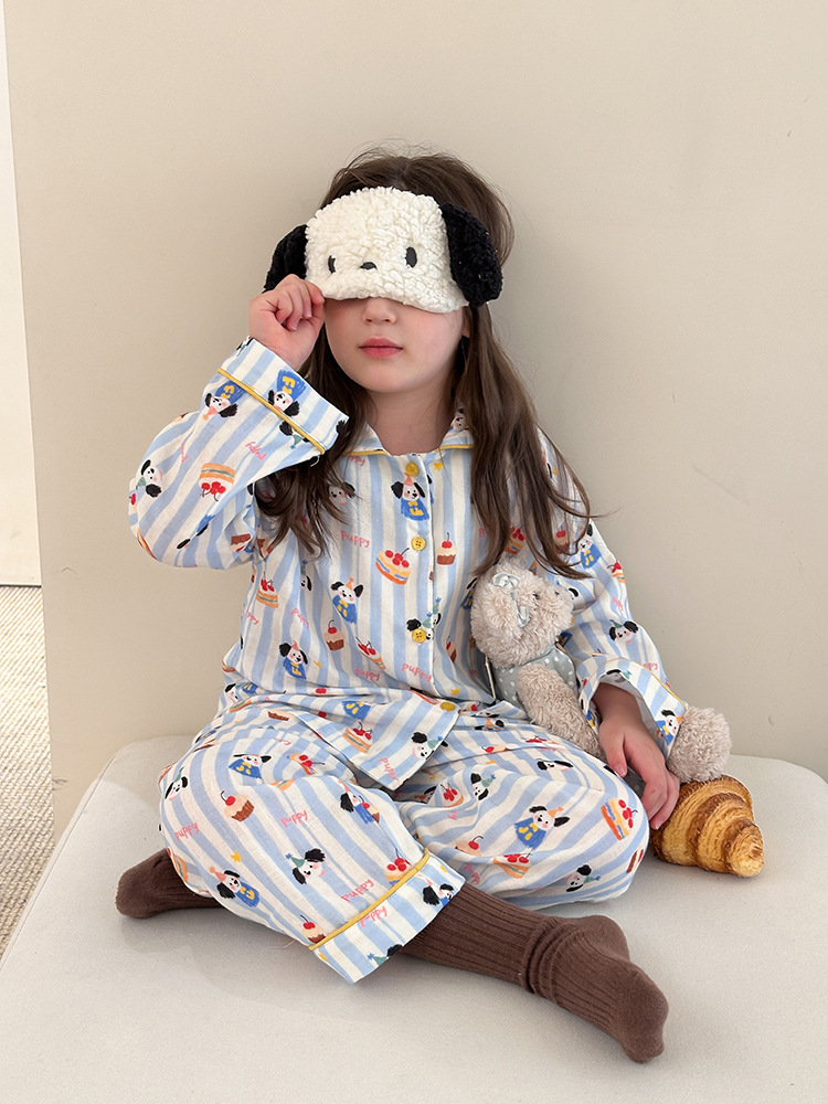 Bộ Homewear pyjama cún sọc xanh AMBB
