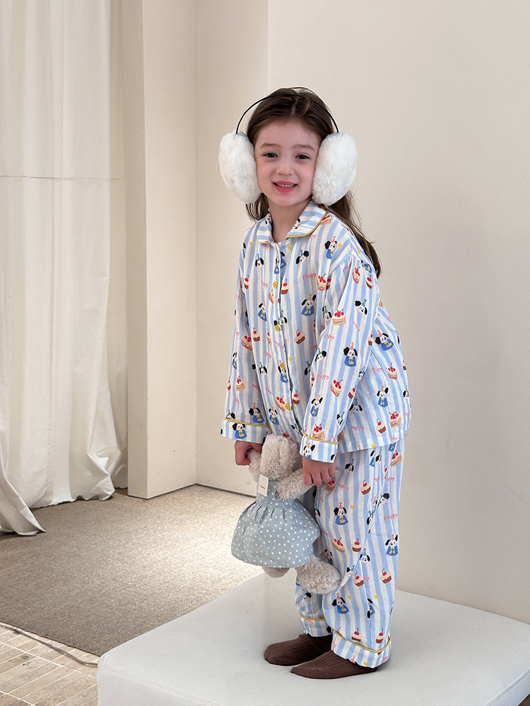 Bộ Homewear pyjama cún sọc xanh AMBB