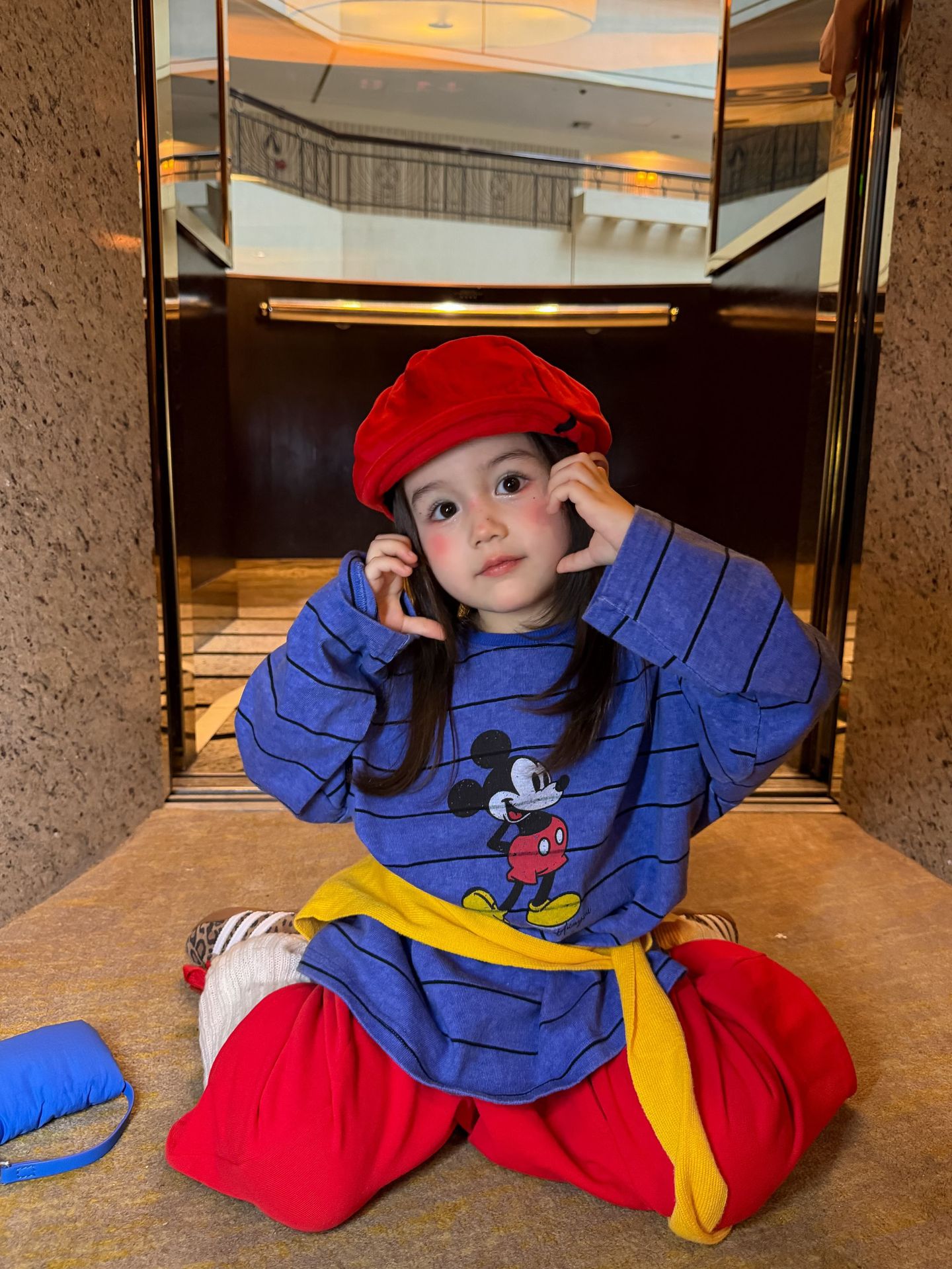 Áo thun Mickey kẻ xanh Watz