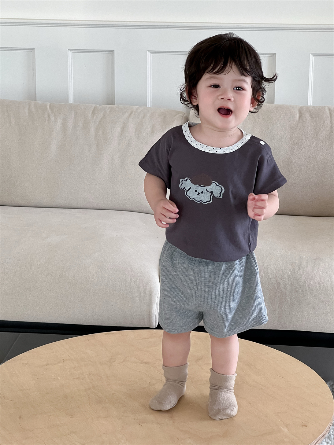 Set bé trai cún xù cổ chấm bi TLK