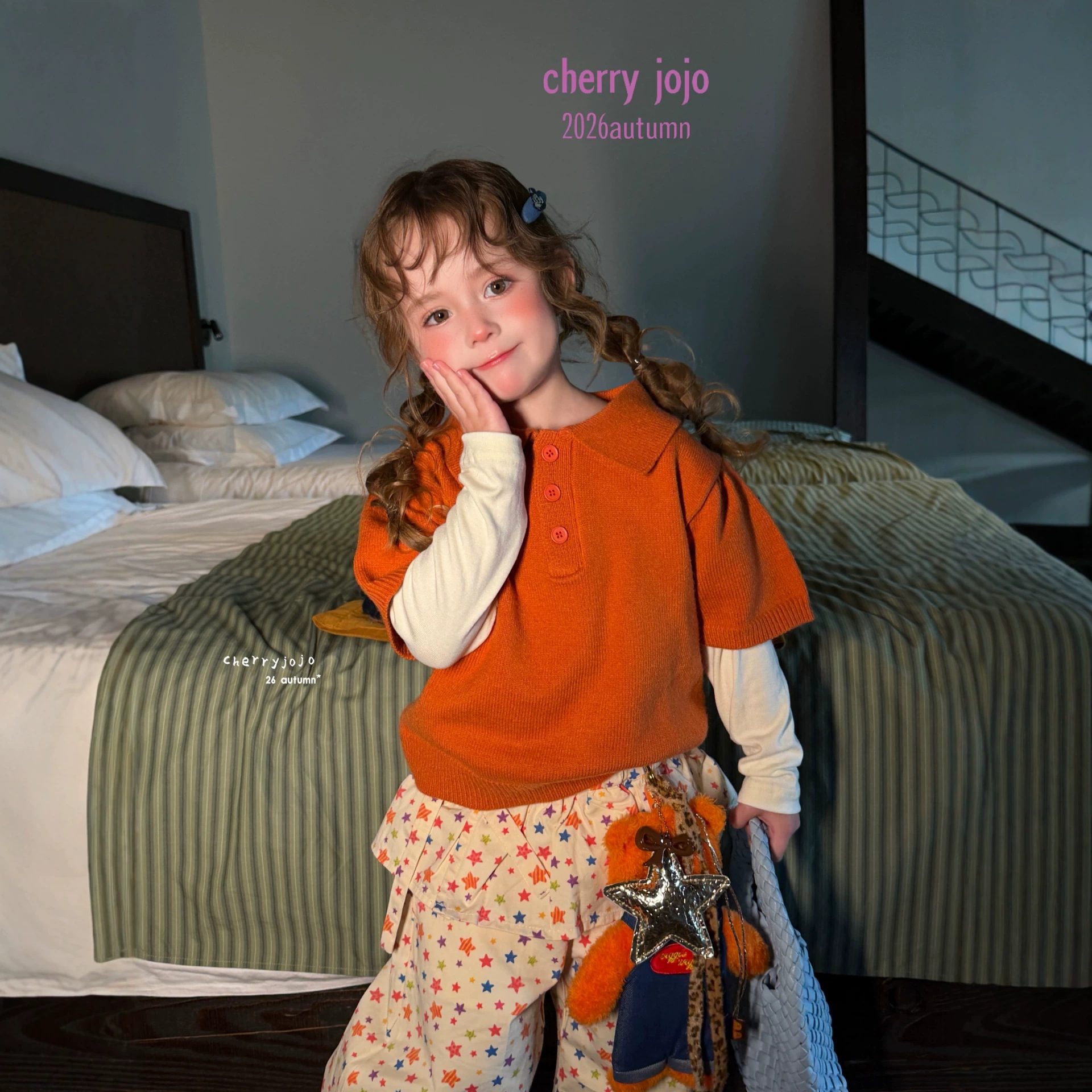 Áo polo len Cherry jojo màu cam 27781