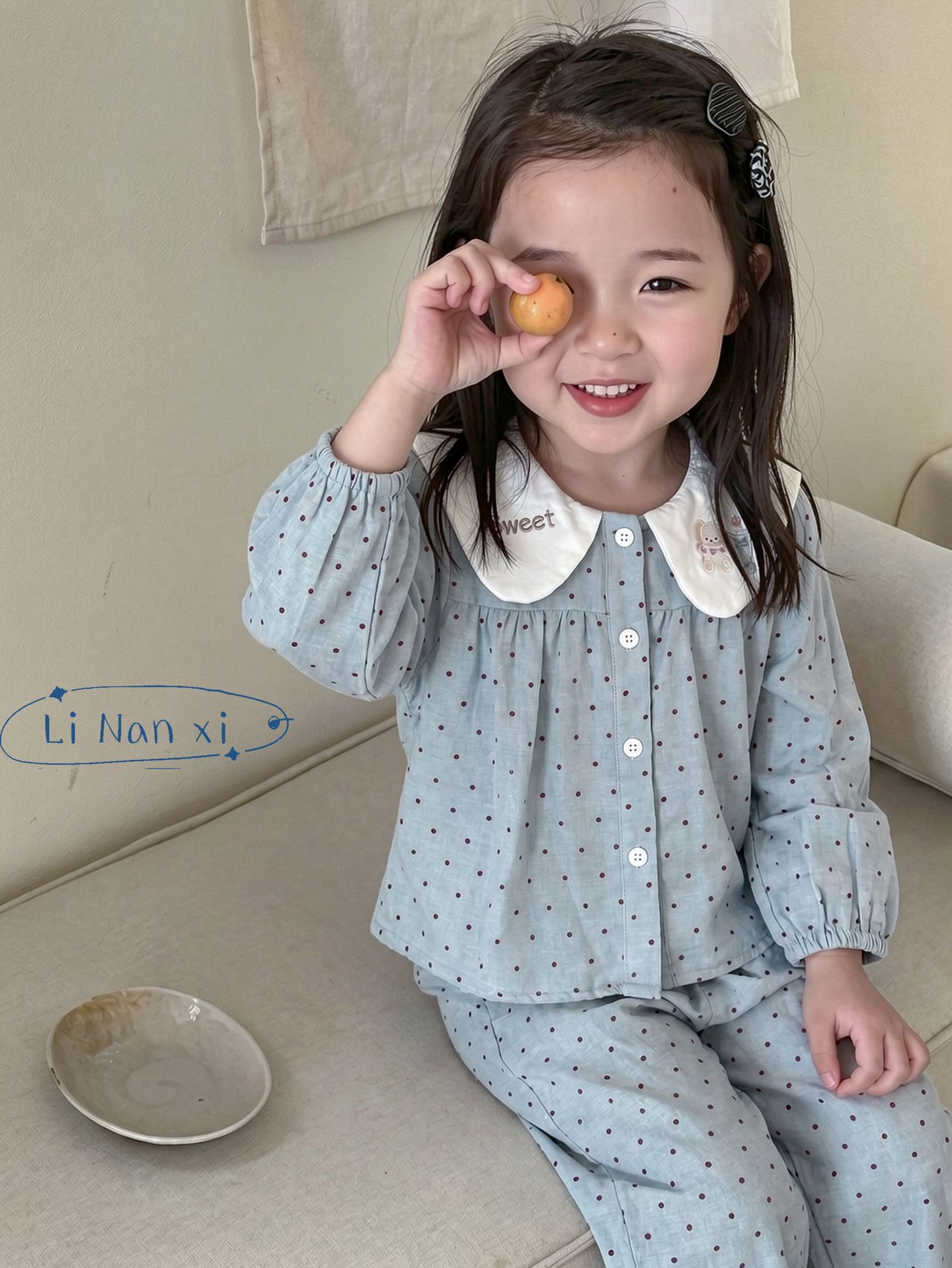 Homewear Pyjama Linanxi cổ sen sweet bi xanh