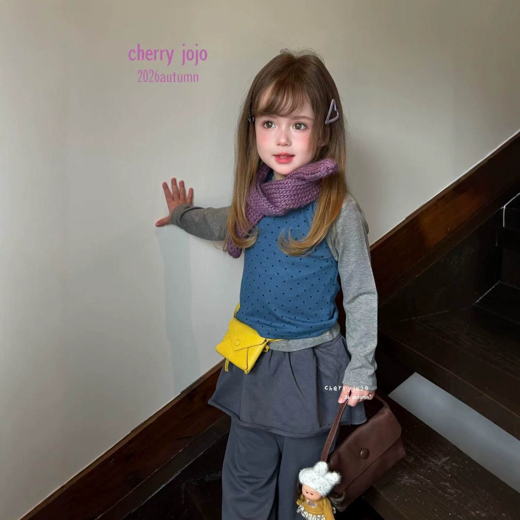 Set3 Cherry jojo 27709 áo bi yếm xám