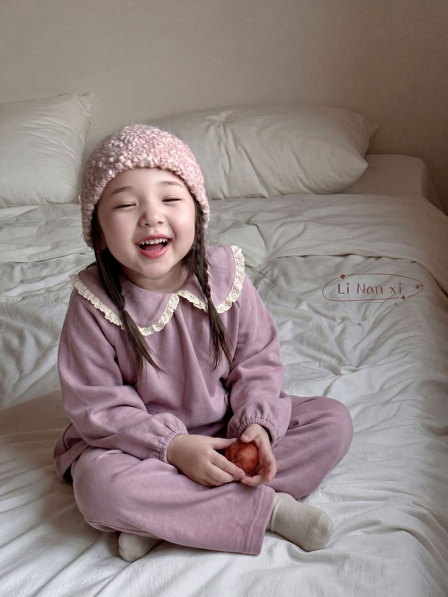 Homewear cổ sen viền ren pupple