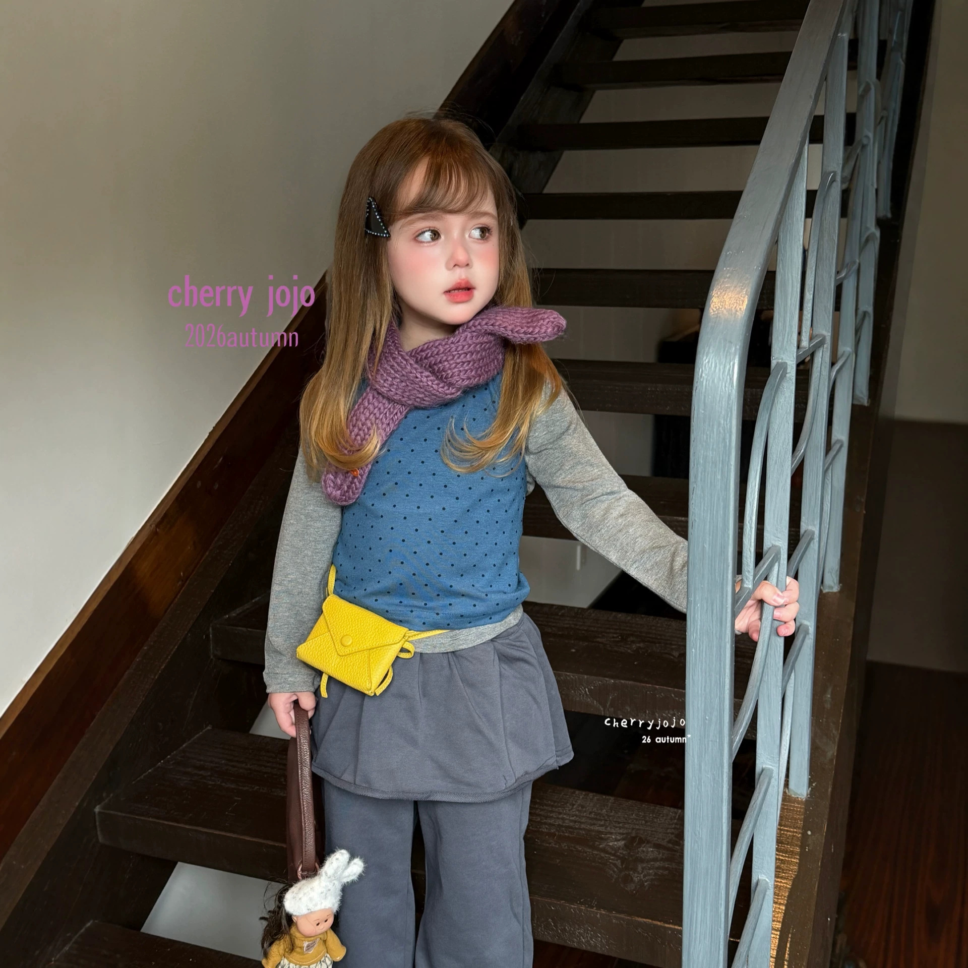 Set3 Cherry jojo 27709 áo bi yếm xám