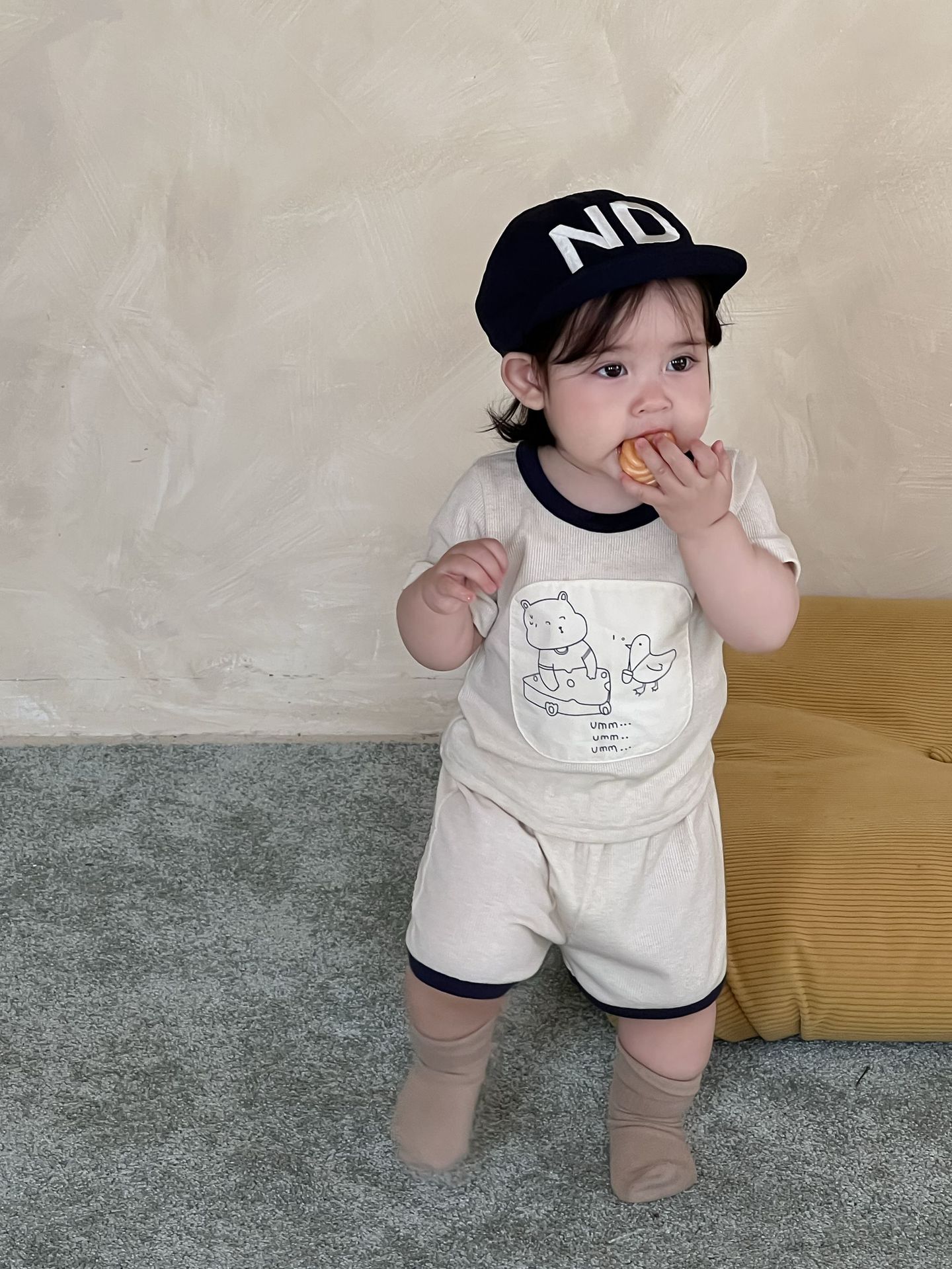 Set bộ unisex viền đen Gấu vịt Glakoko