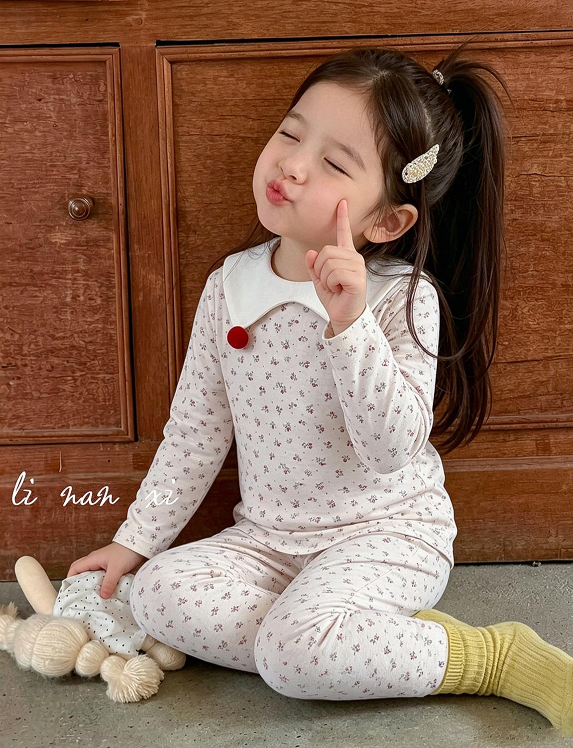 Homewear Linanxi bông đỏ hoa nhí