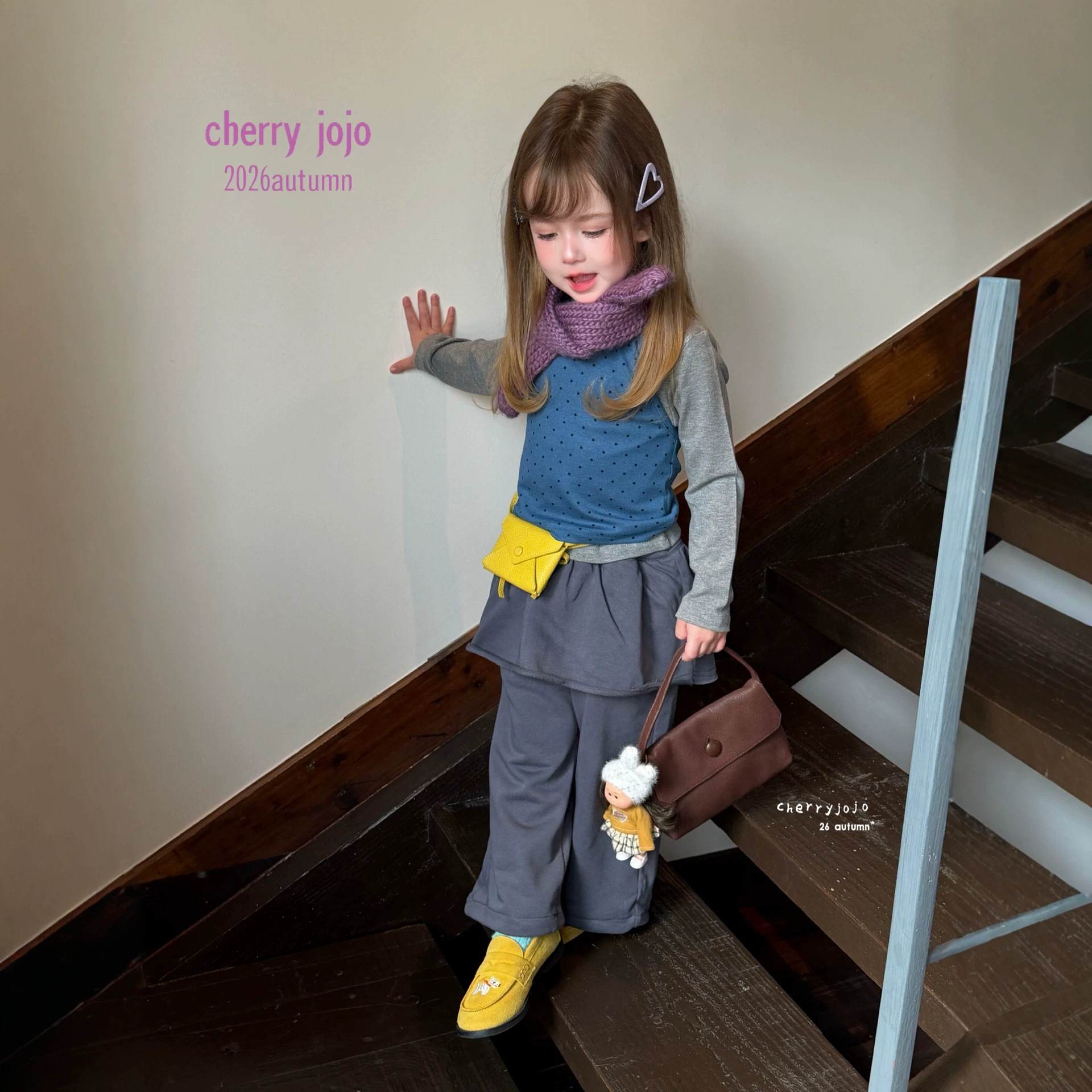 Set3 Cherry jojo 27709 áo bi yếm xám