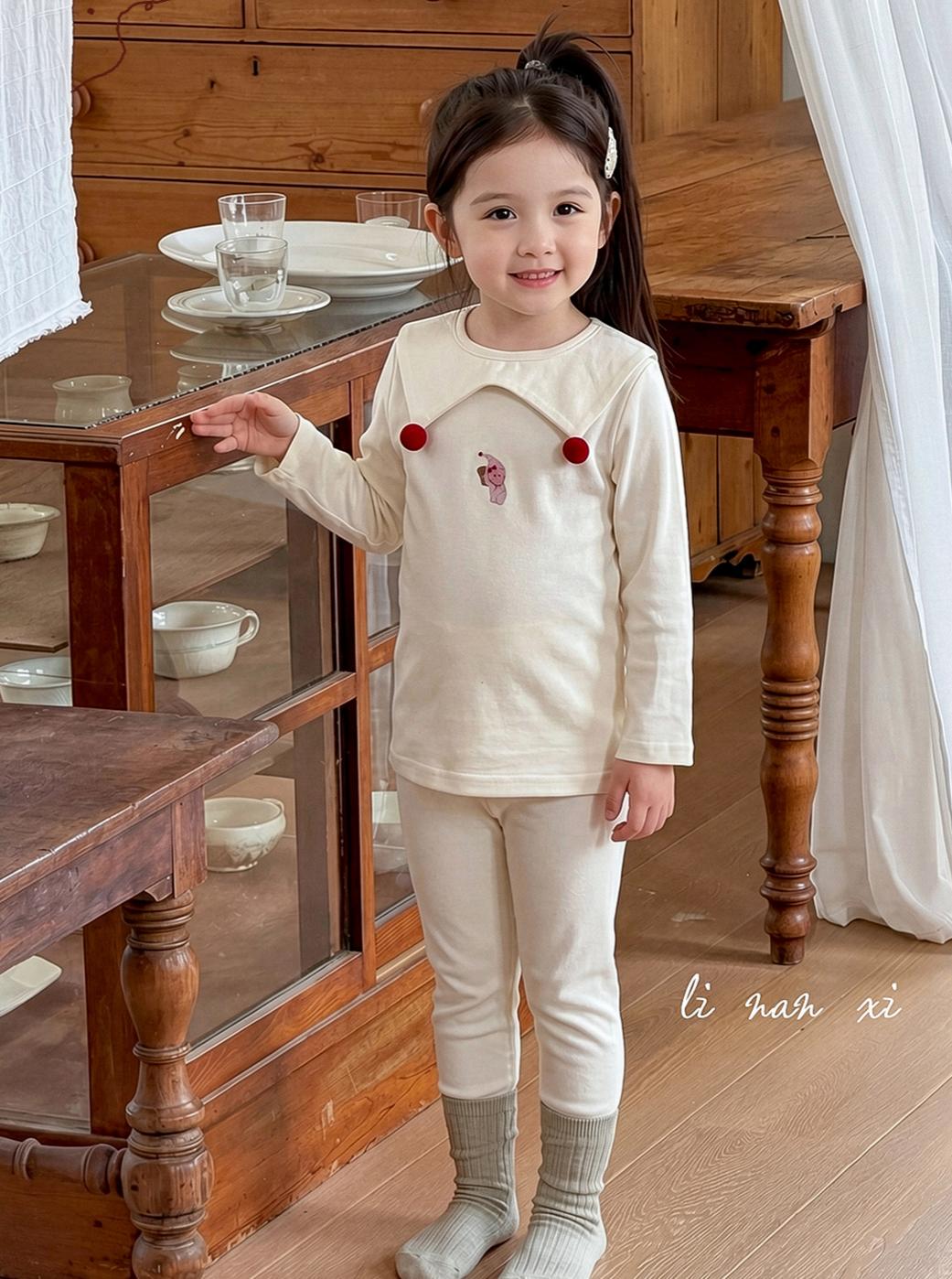 Homewear Linanxi bông đỏ cream little star