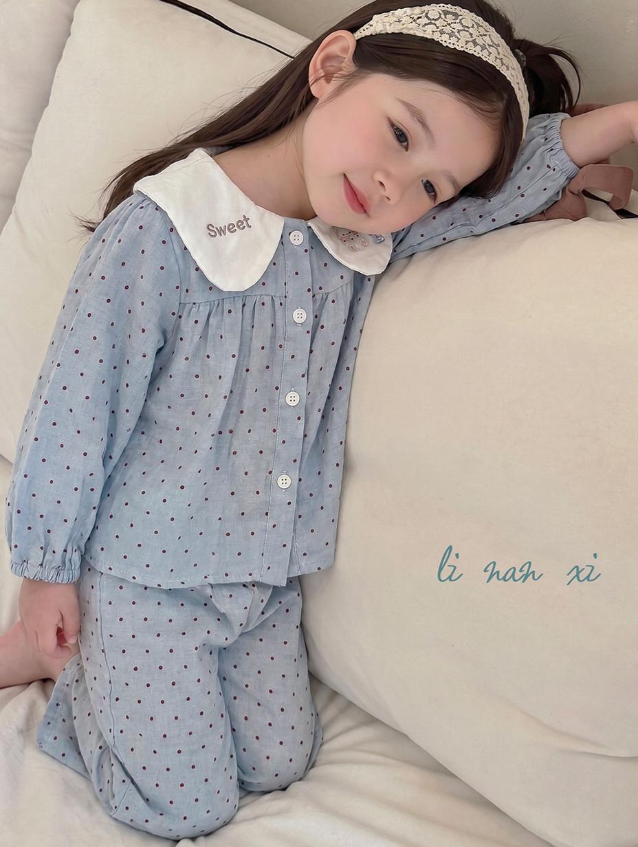 Homewear Pyjama Linanxi cổ sen sweet bi xanh