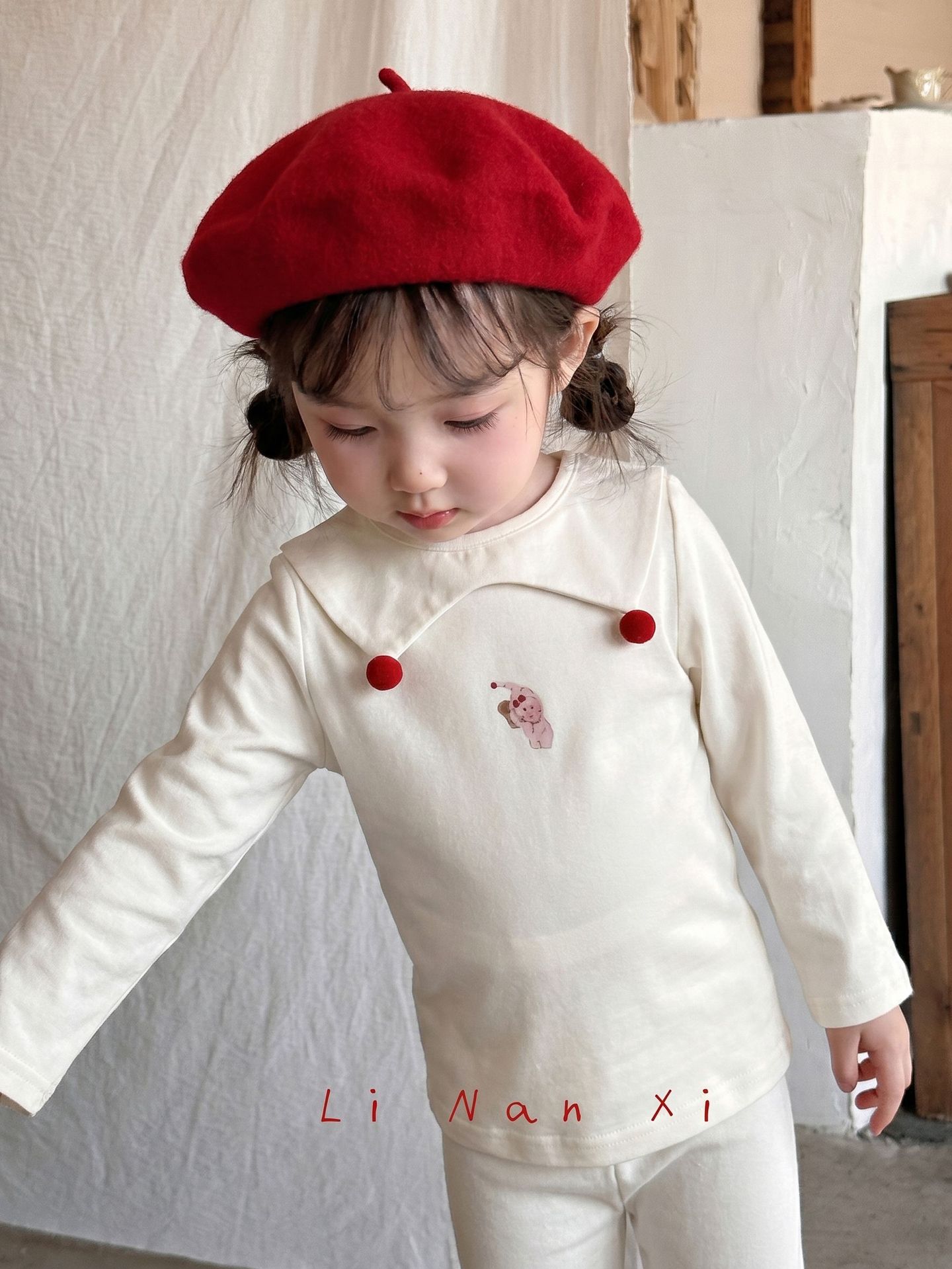 Homewear Linanxi bông đỏ cream little star