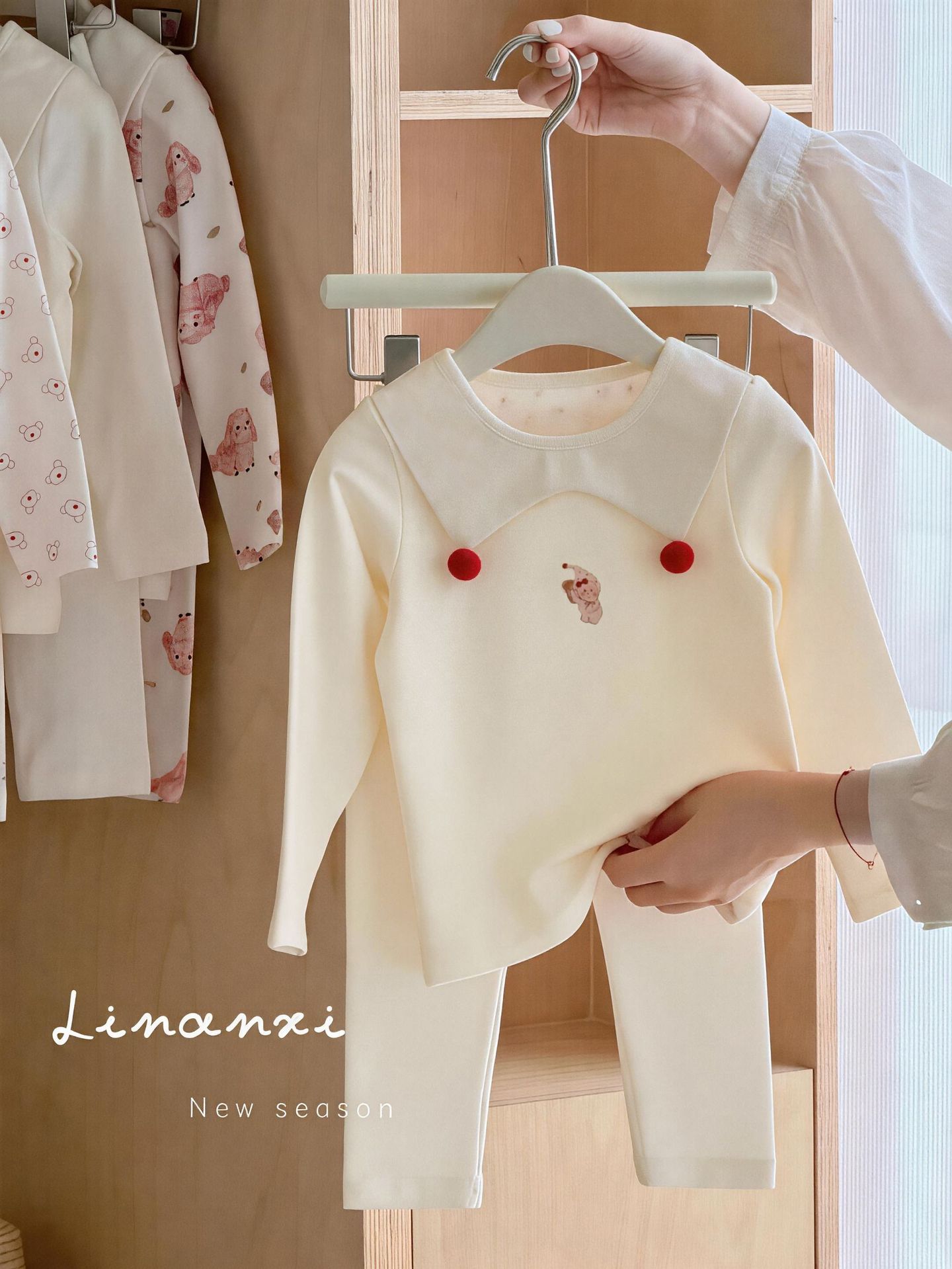 Homewear Linanxi bông đỏ cream little star