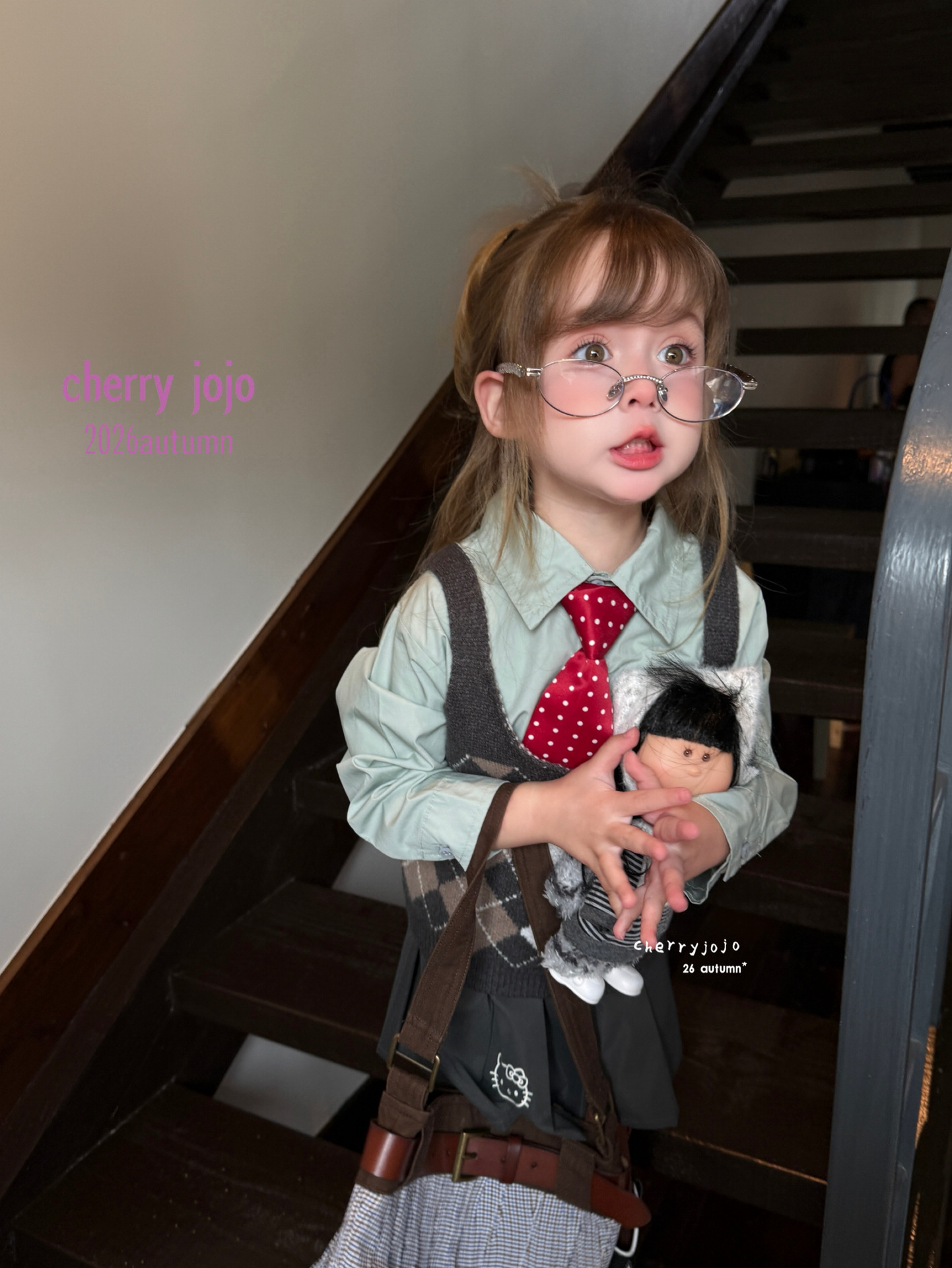 Set váy áo Cherry jojo nữ sinh kèm cà vạt