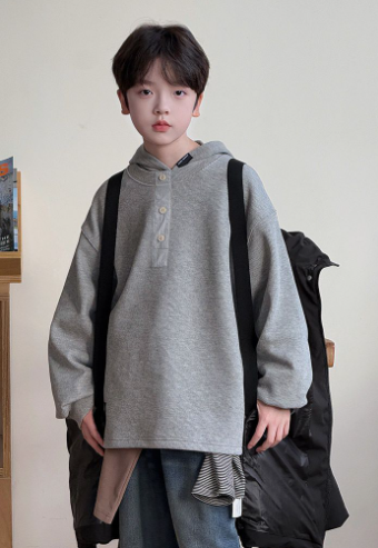 Áo nỉ MOLI xám 3 cúc