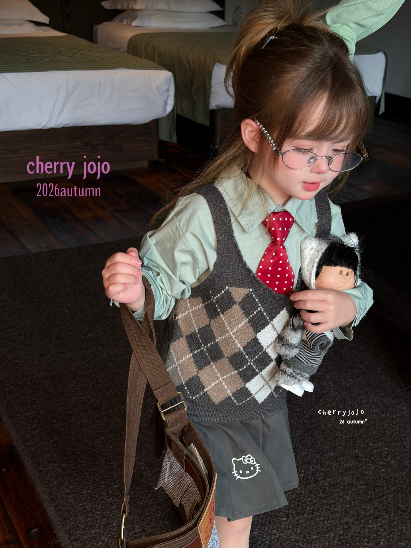 Set váy áo Cherry jojo nữ sinh kèm cà vạt